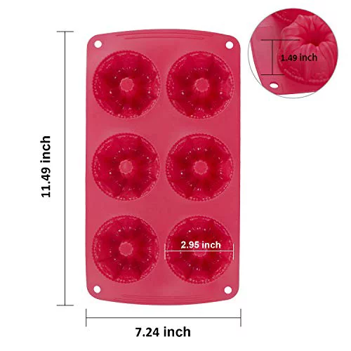 Webake Fancy Fluted Tube Cake Pan Non-stick Silicone Mini Tube Cake Baking Pan Kugelhopf Cake Mold Pack of 2