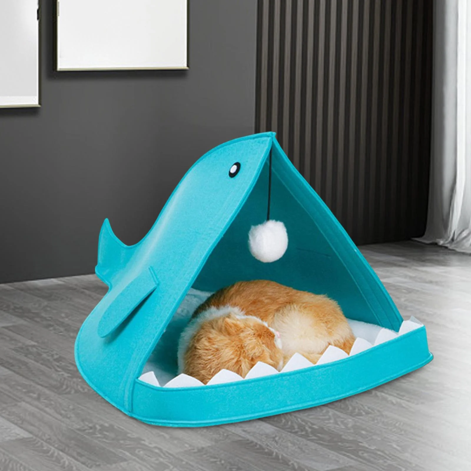 Cat Beds for Indoor Cats Soft Pet Bed Cat Sleeping Nest Comfortable Cat Bed Houses Funny Felt Pet Bed for Puppy Kitten Dog Cat Pet Supplies Blue