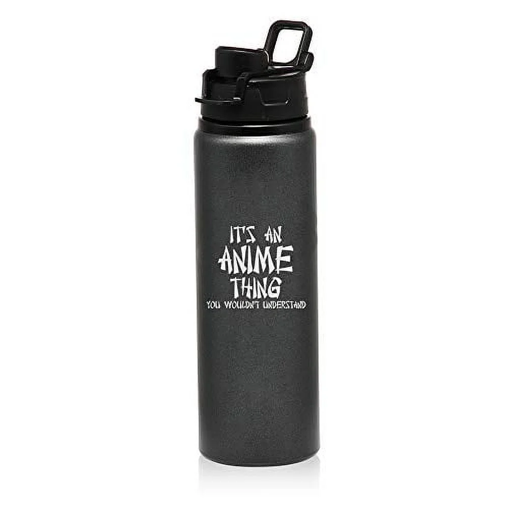 MIP Brand 25 oz Aluminum Sports Water Travel Bottle It's an Anime Thing (Charcoal)