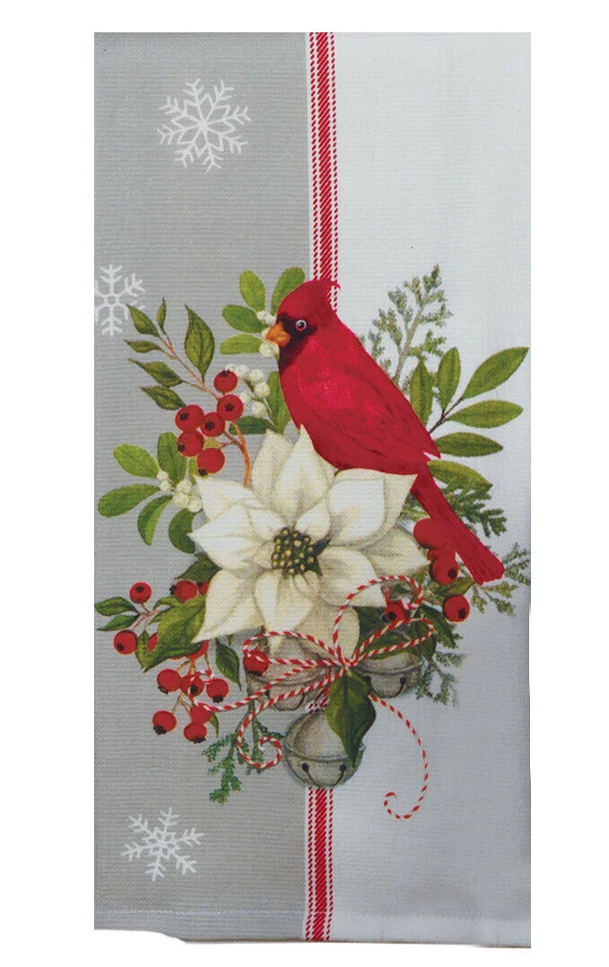 Set of 2 WINTERBERRY Christmas Terry Kitchen Towels by Kay Dee Designs