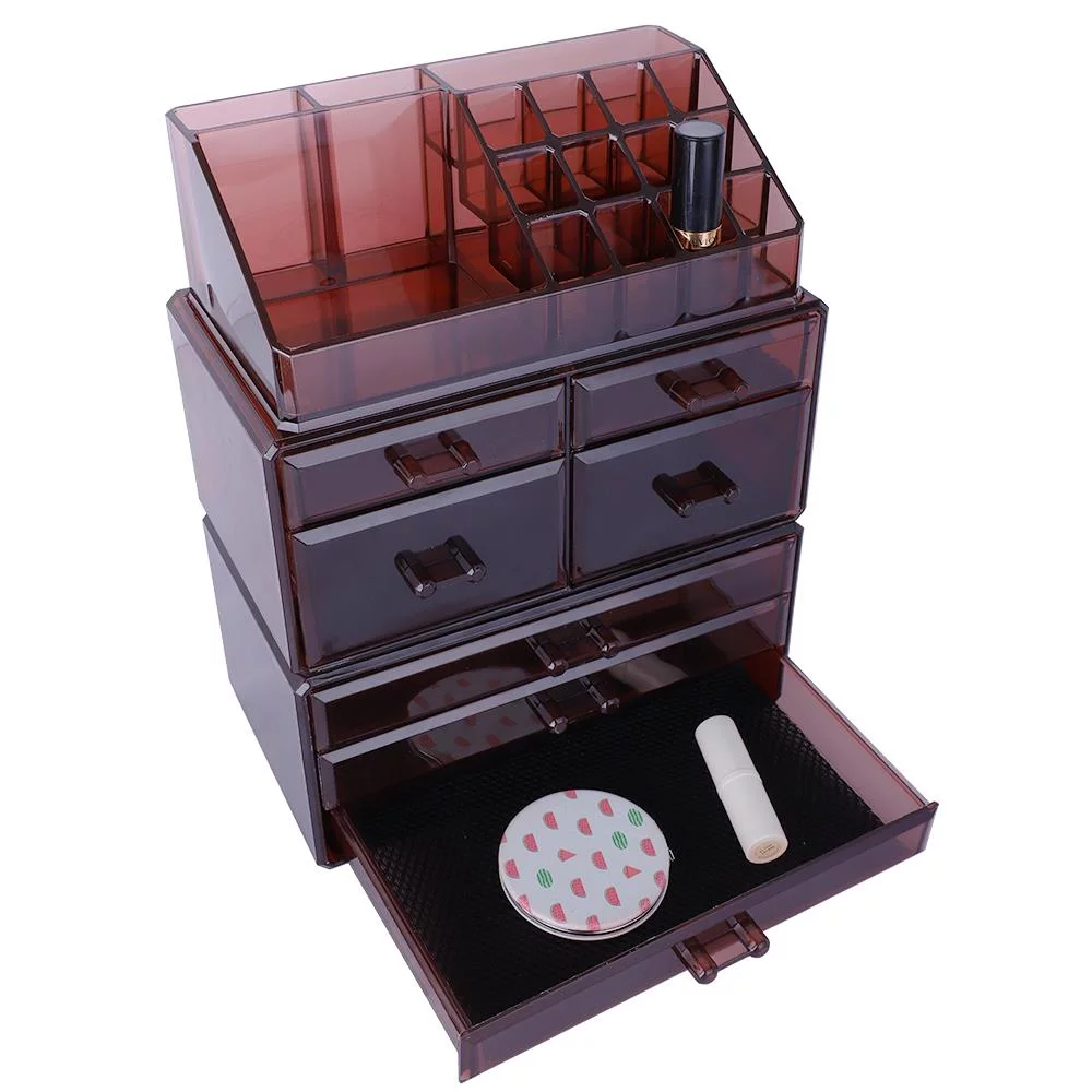 Winado Portable 3PCS Cosmetics Storage Rack Makeup Organizer with 3 Large Drawers,Coffee