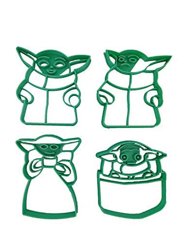 Inspired By Yoda in a Pod, with Coffee/Soup Cup, Happy and Frowning Cookie Cutters (4 Pack)