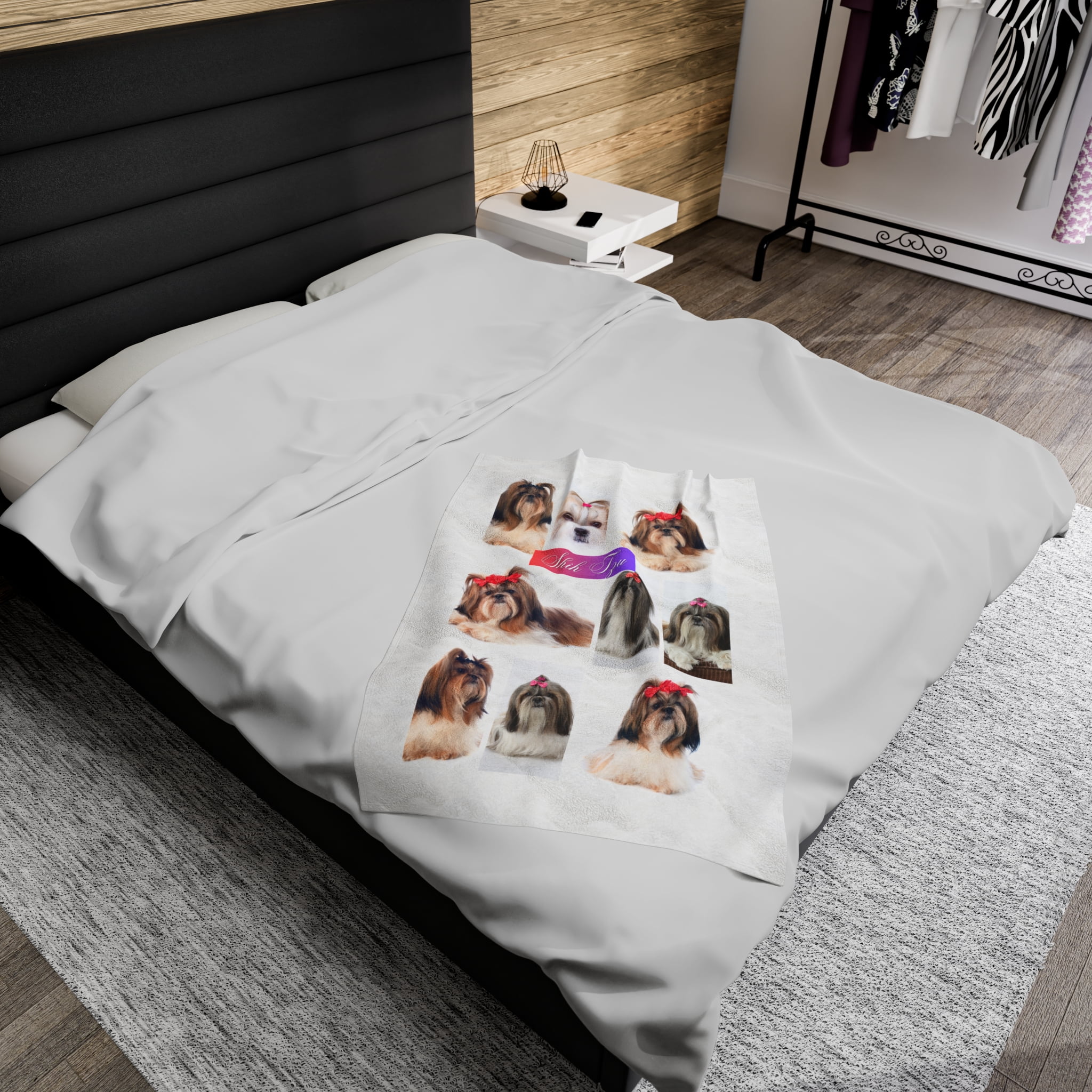 Shih-Tzu Custom Photo Blanket Personalized Dog Gift 30x40 50x60 60x80