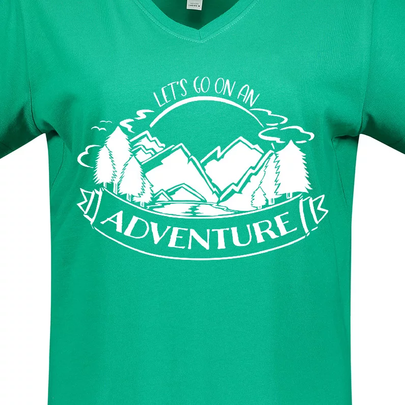Inktastic Let's go on an Adventure Mountains Women's V-Neck T-Shirt
