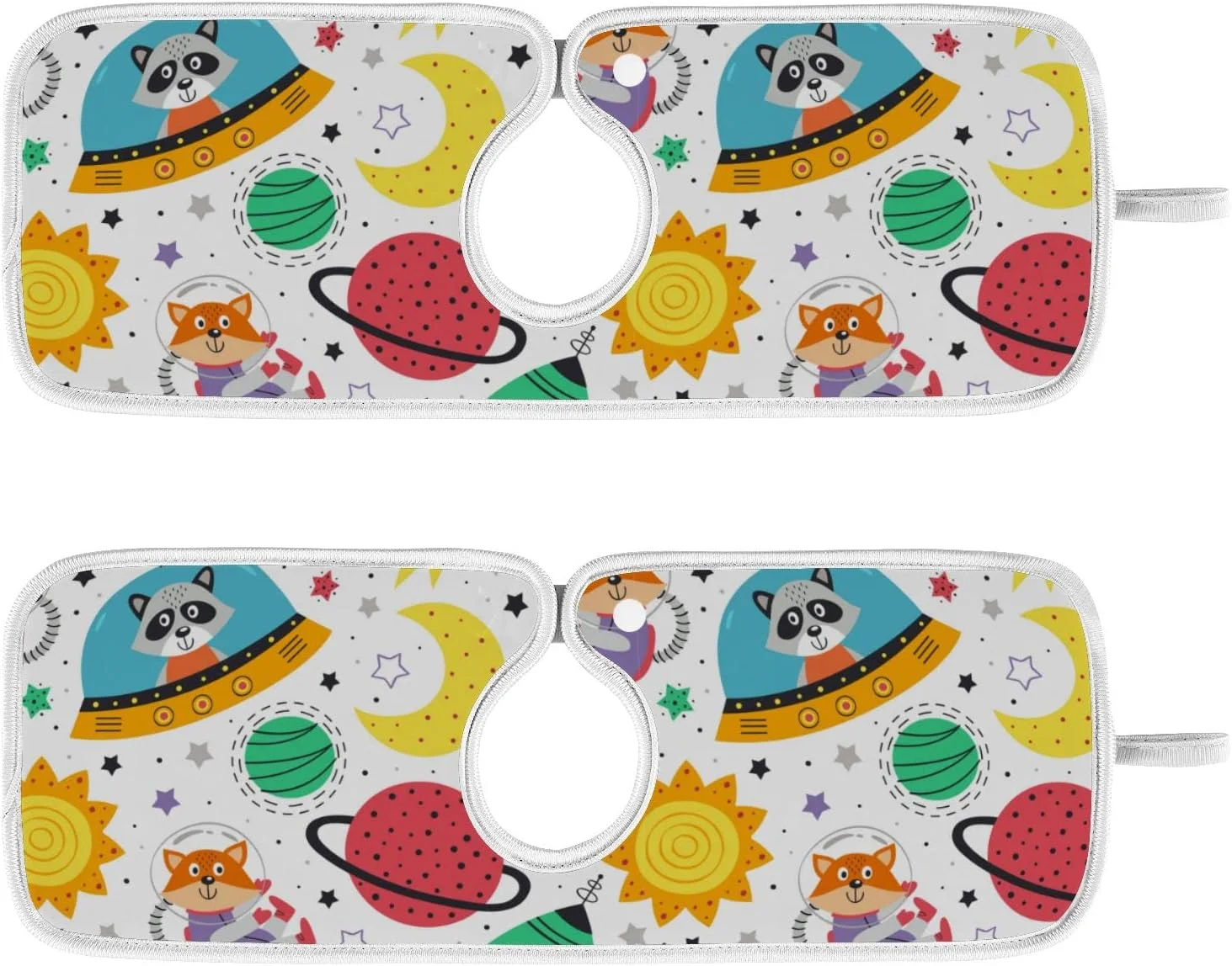 on White Lion Fox Raccoon in Space 2PCS Faucet Absorbent Mat Kitchen Faucet Sink Splash Guard Microfiber Cloth Faucet Splash Catcher Water Absorbent Mat Behind Faucet, Faucet Mat for Kitchen Sink 23x5