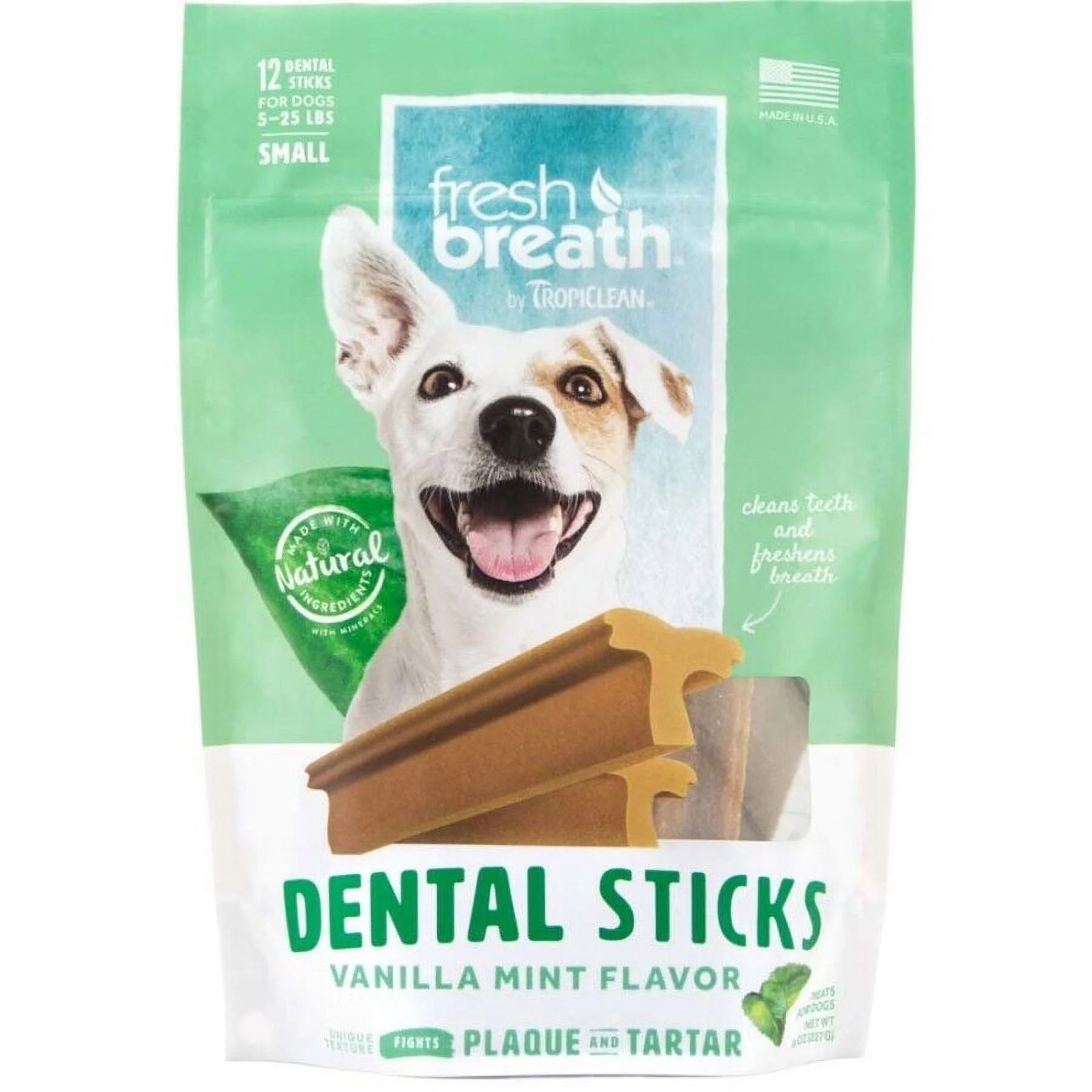 TropiClean Fresh Breath Dental Sticks for Dogs Vanilla Mint
