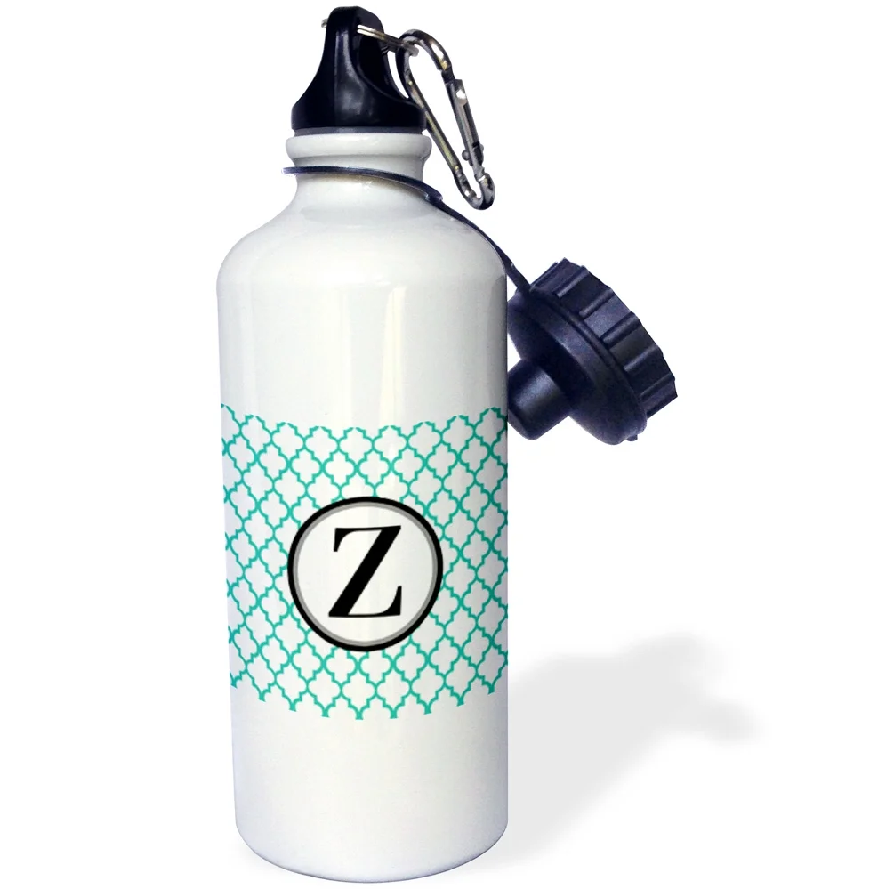 3dRose Mint green pattern monogram initial Z - Straw Water Bottle, 21-ounce