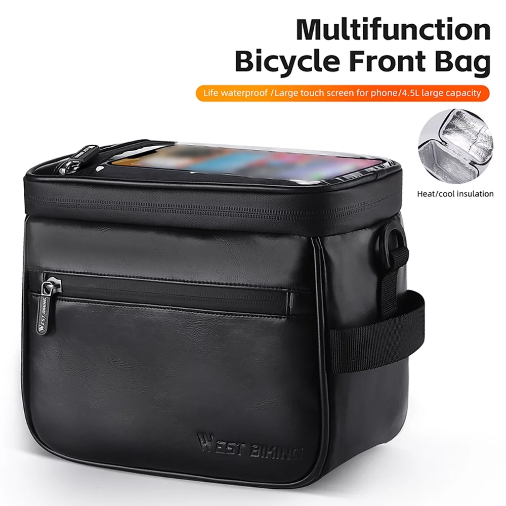 WEST BIKING Bicycle bag,Bike Thermal Cold Thermal Cold PU Handlebar Waterproof Bike Waterproof Bike Thermal Cold PU Leather