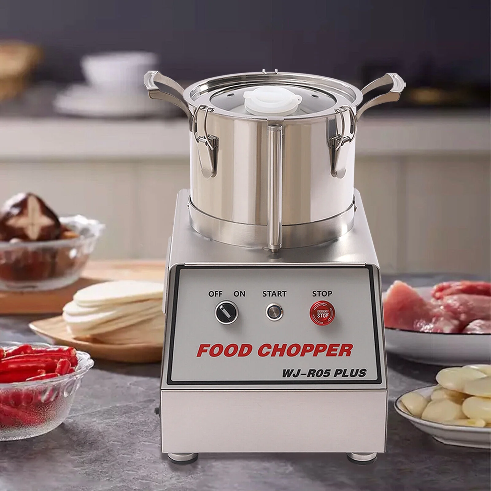 Food Chopper 5L Stainless Steel Food Processor Commercial Electric Food Cutter 550W