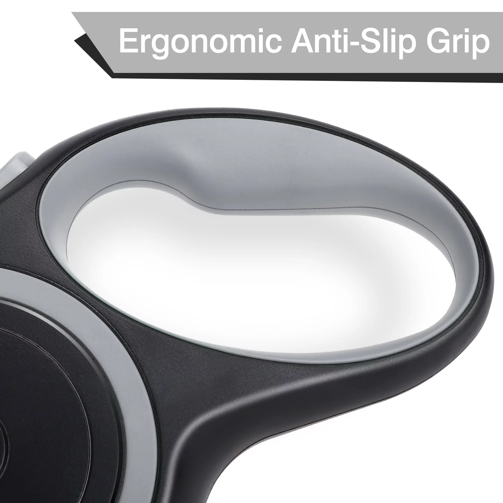 UrbanX Retractable Dog Leash for American Foxhound and other Medium Hound Dogs with Anti-Slip Handle. 15ft Strong Nylon Tape; One-Handed Brake, Pause, Lock - Gray