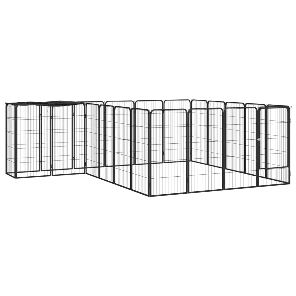 22-Panel Dog Playpen Black 19.7