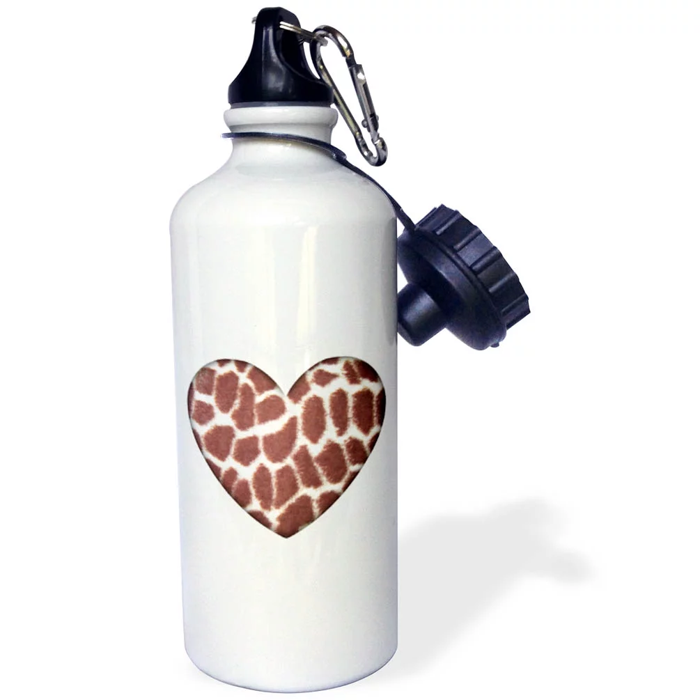 Giraffe Print Heart- Animals- Nature- Art 21 oz Sports Water Bottle wb-38475-1