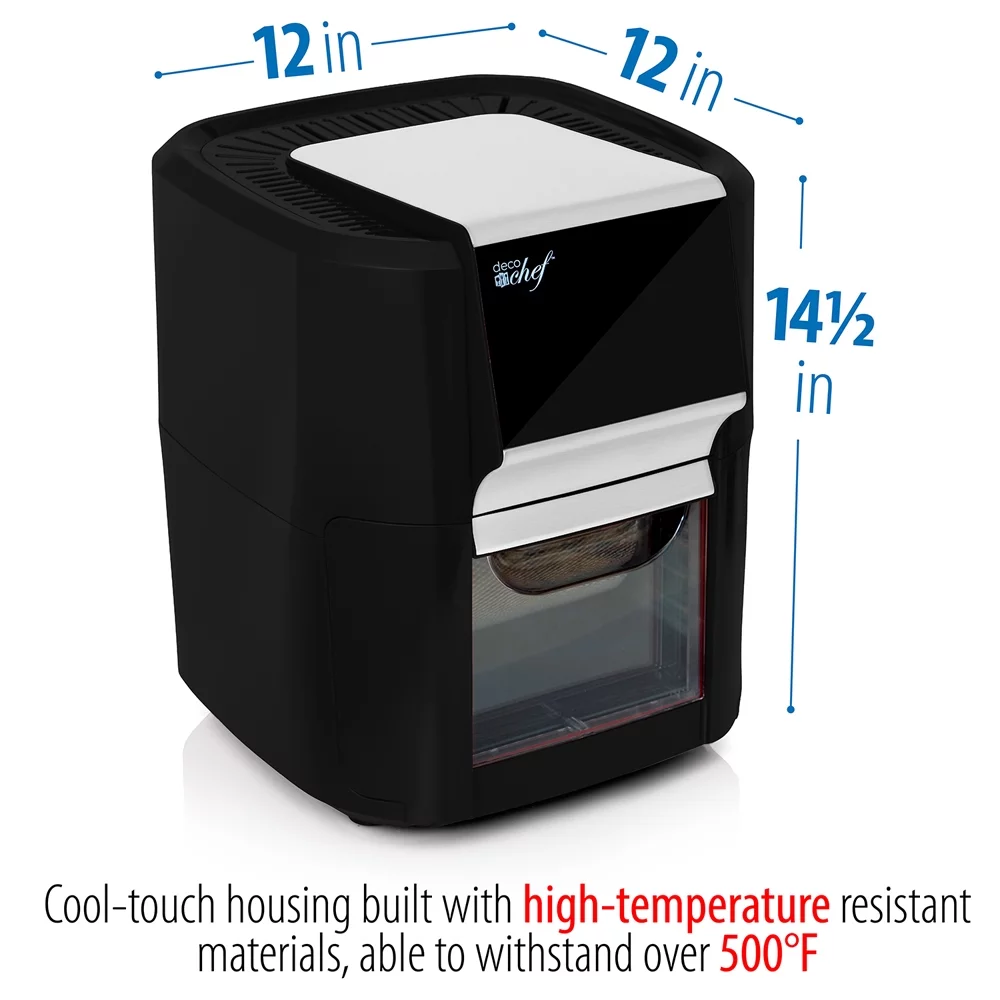 Deco Chef AIRD12BLK 12.7QT Digital Air Fryer Oven, with 3 Racks, Rotisserie, 8 Meal Presets Black Bundle with 1 Year Extended Protection Plan
