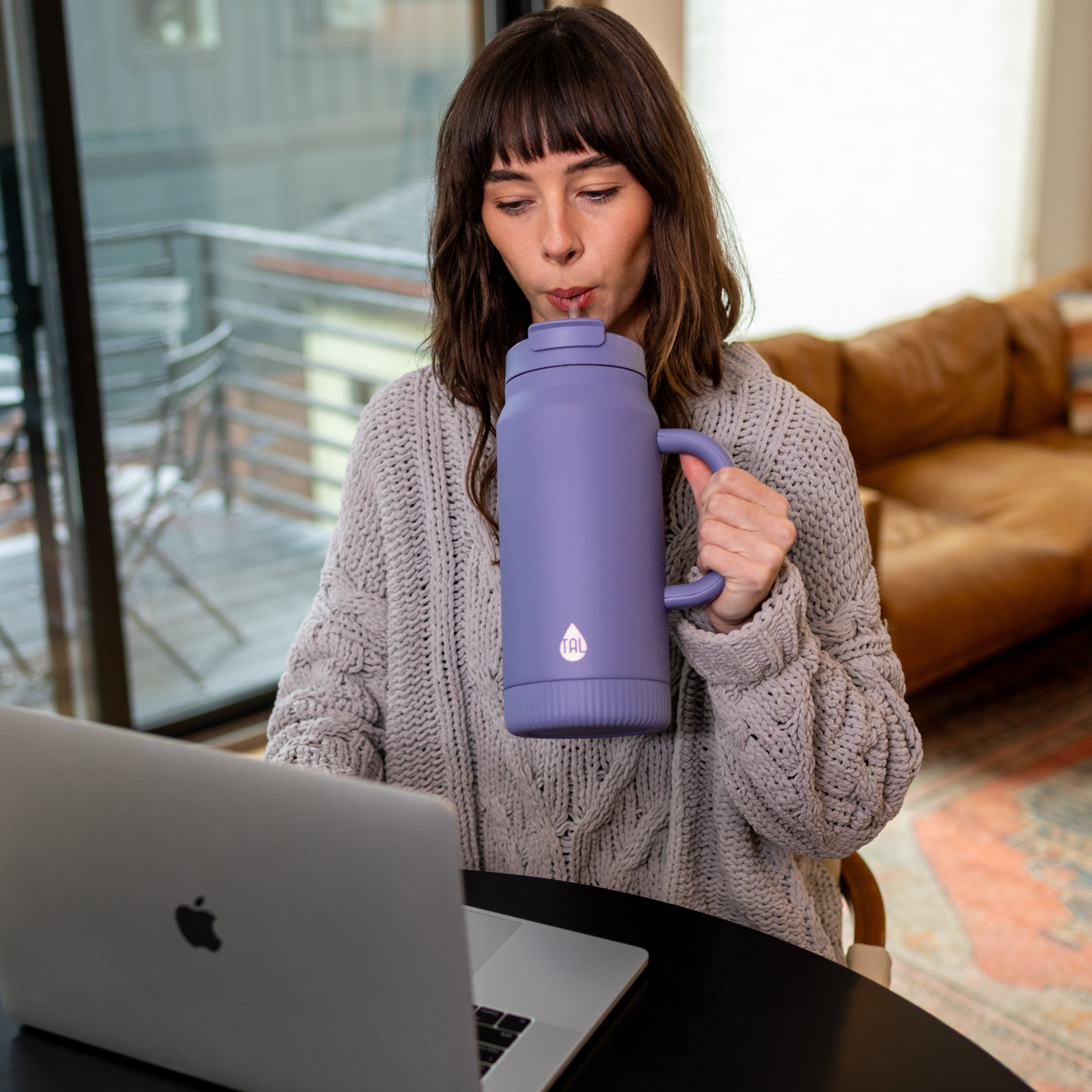 TAL Stainless Steel Hudson Tumbler with Straw 64 fl oz, Taupe