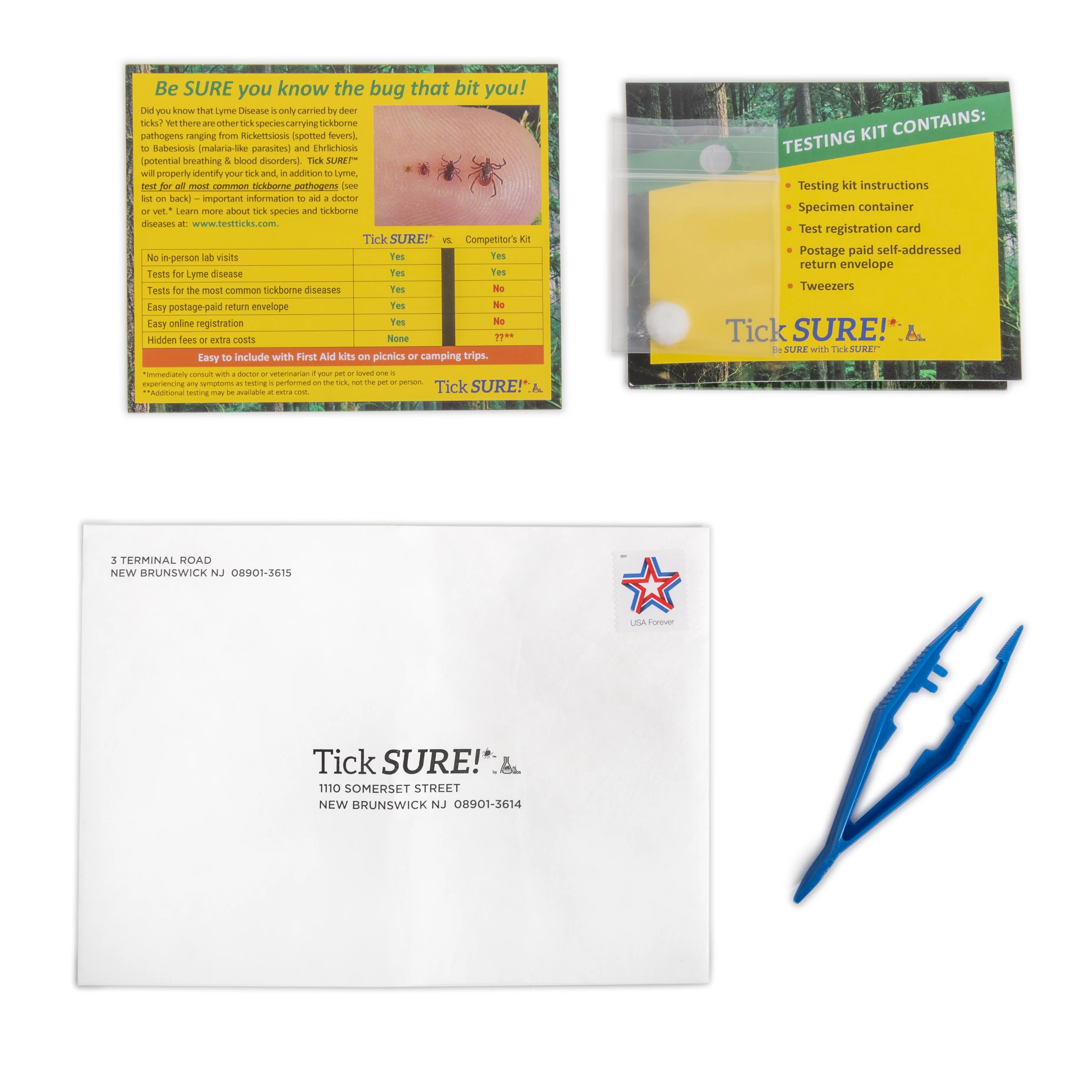 Tick SURE!  Prepaid tick testing kit by NJ Labs