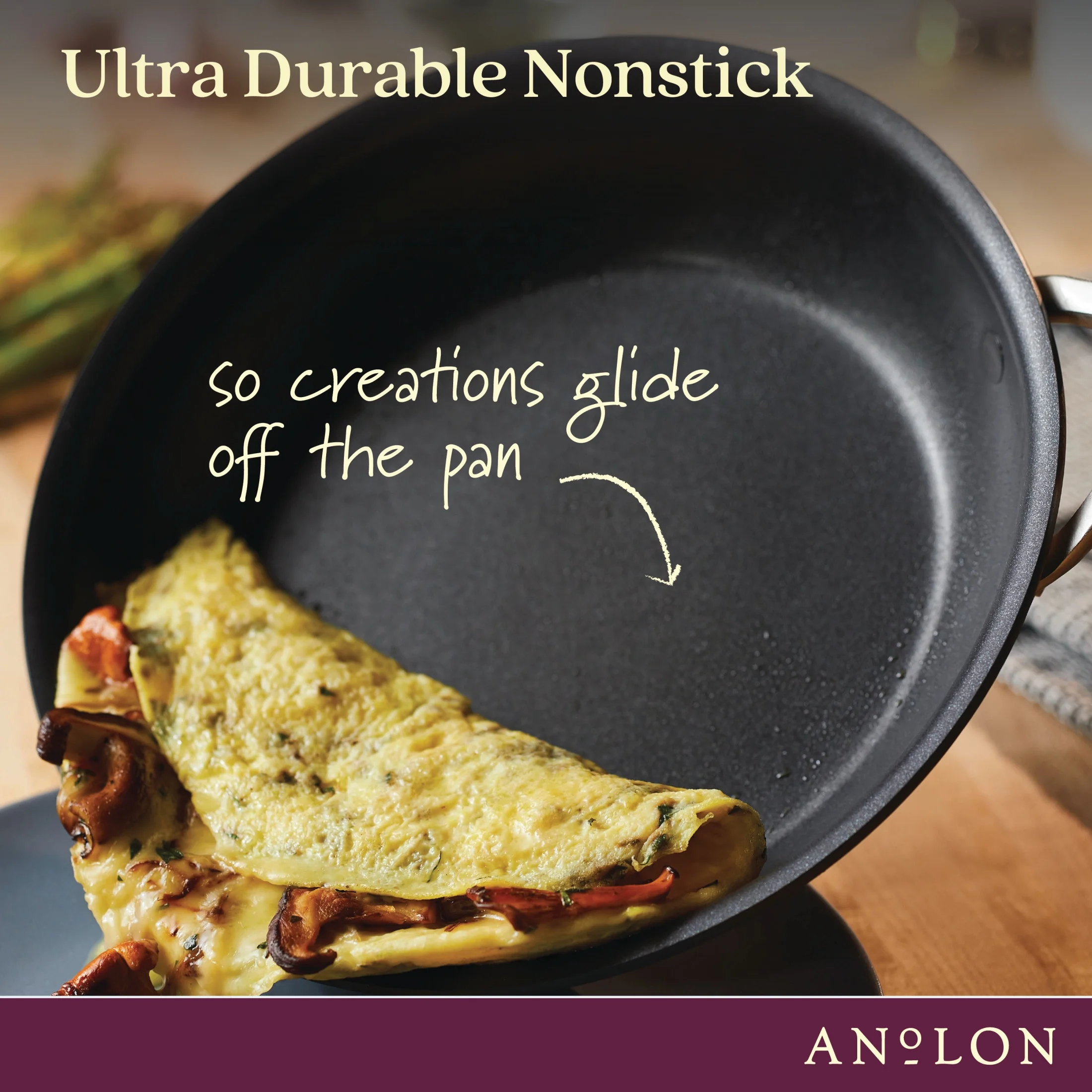 Anolon Nouvelle Copper Luxe Hard-Anodized Nonstick Frying Pan Set, 2-Piece, Sable