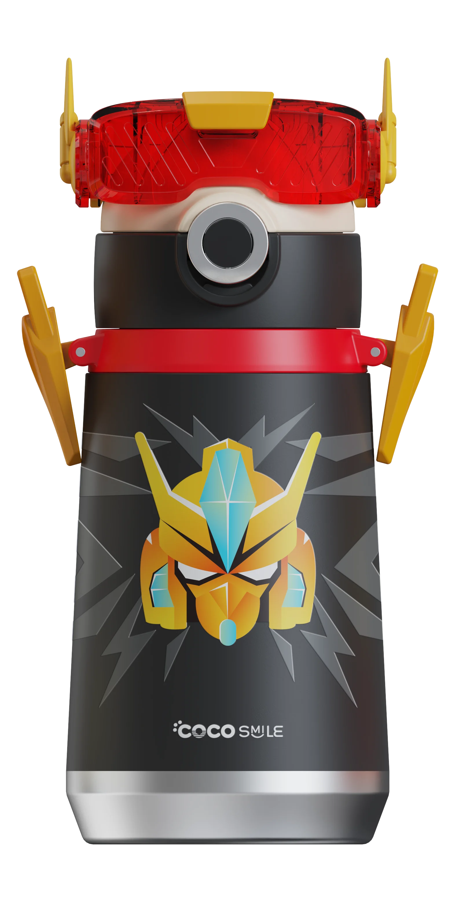 Robot Straw Thermos Cup ( Cartoon, Black)