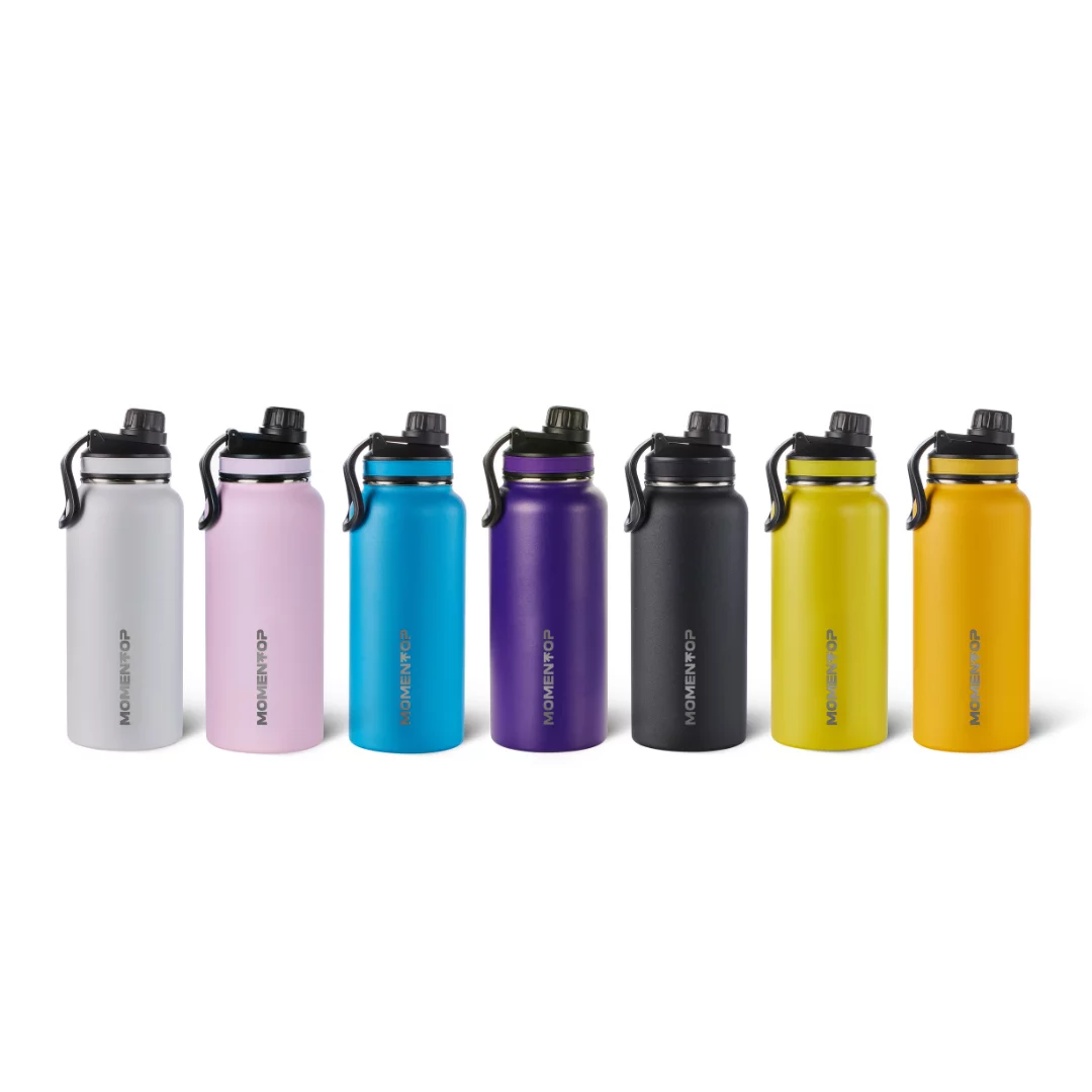 MOMENTOP Hydration Bottle with 2 Lids. Purple 32 oz.