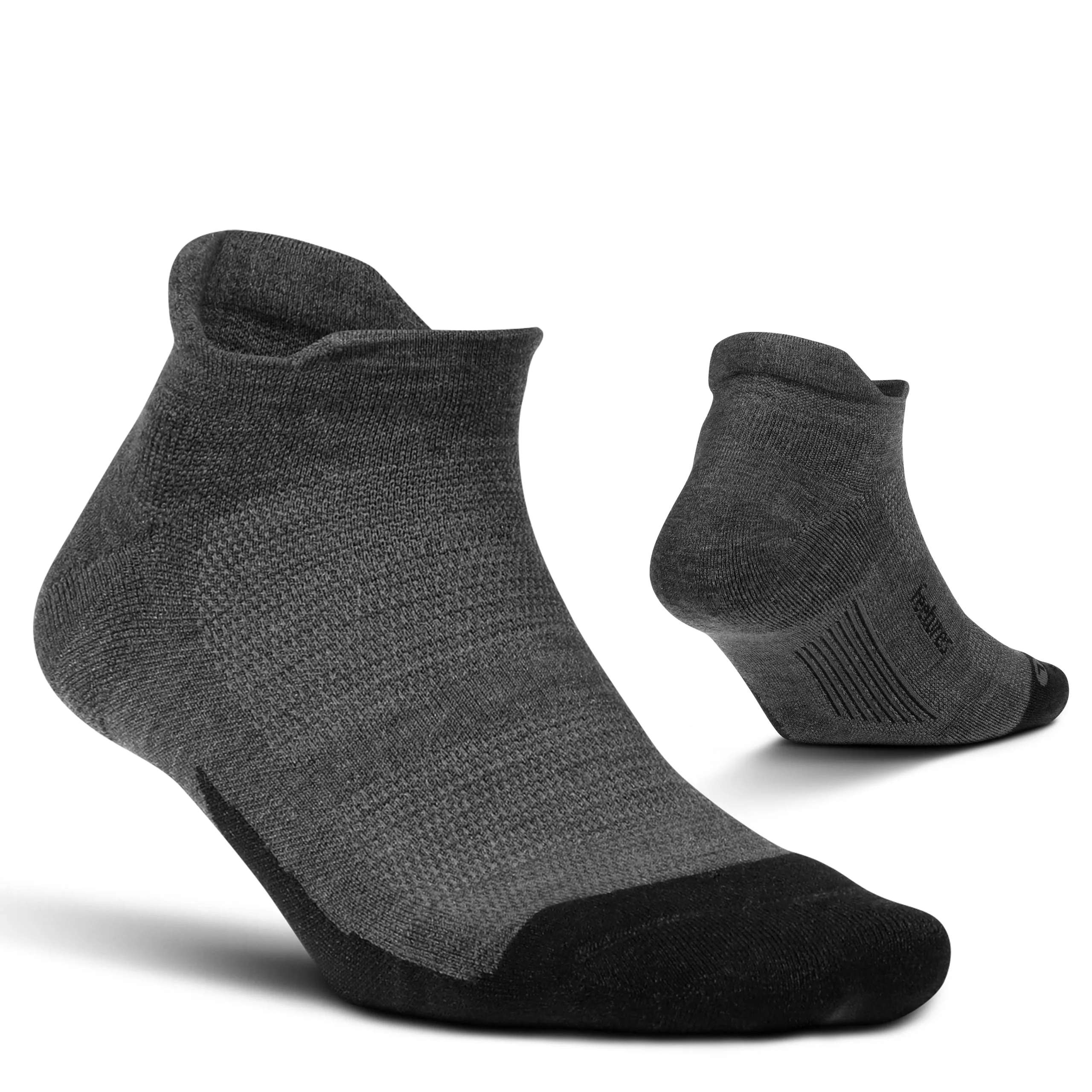 Feetures Merino 10 Cushion No Show Tab Sock Solid (Small, Gray)
