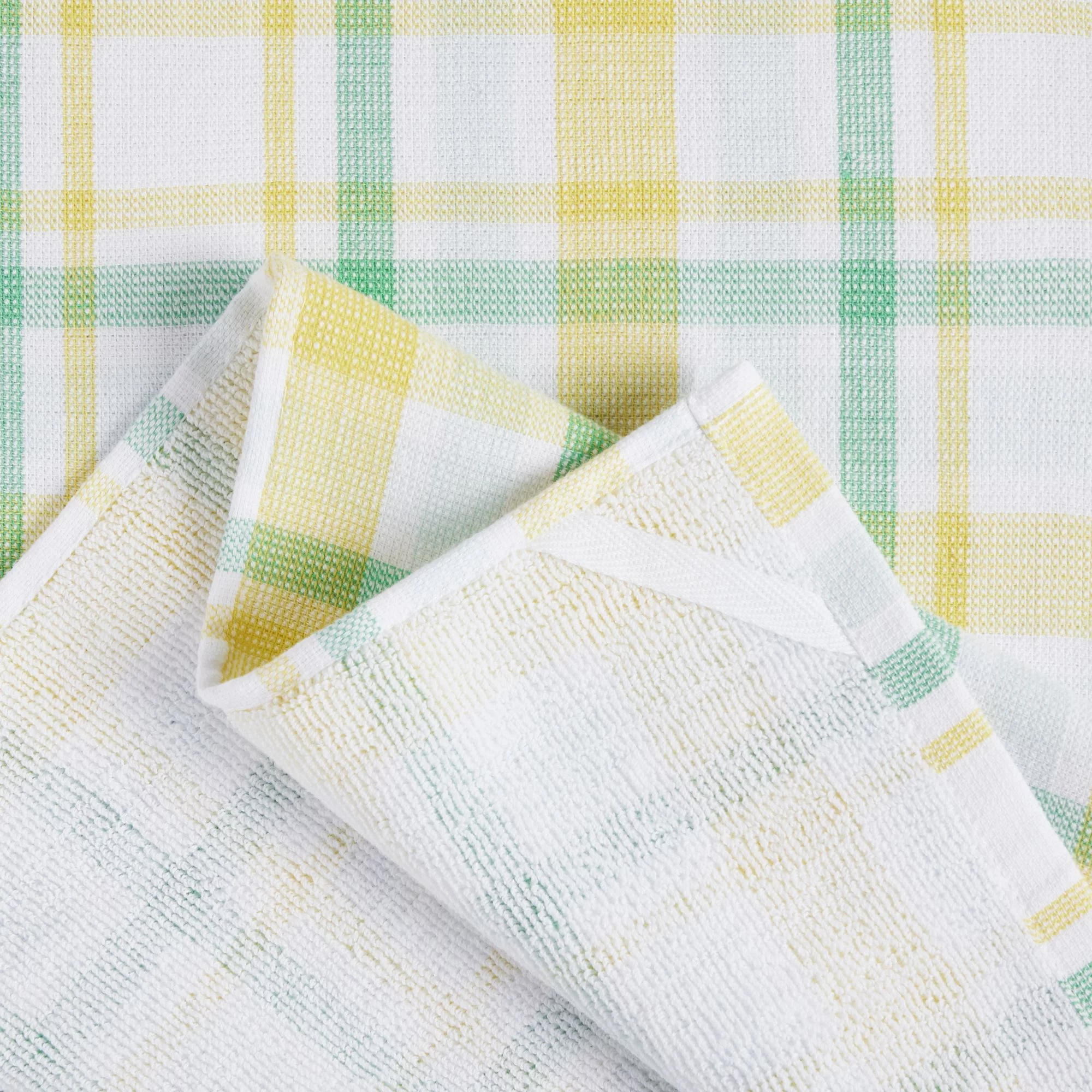 Martha Stewart Valley Plaid Cotton Kitchen Towel Set, Aqua, 2 Piece
