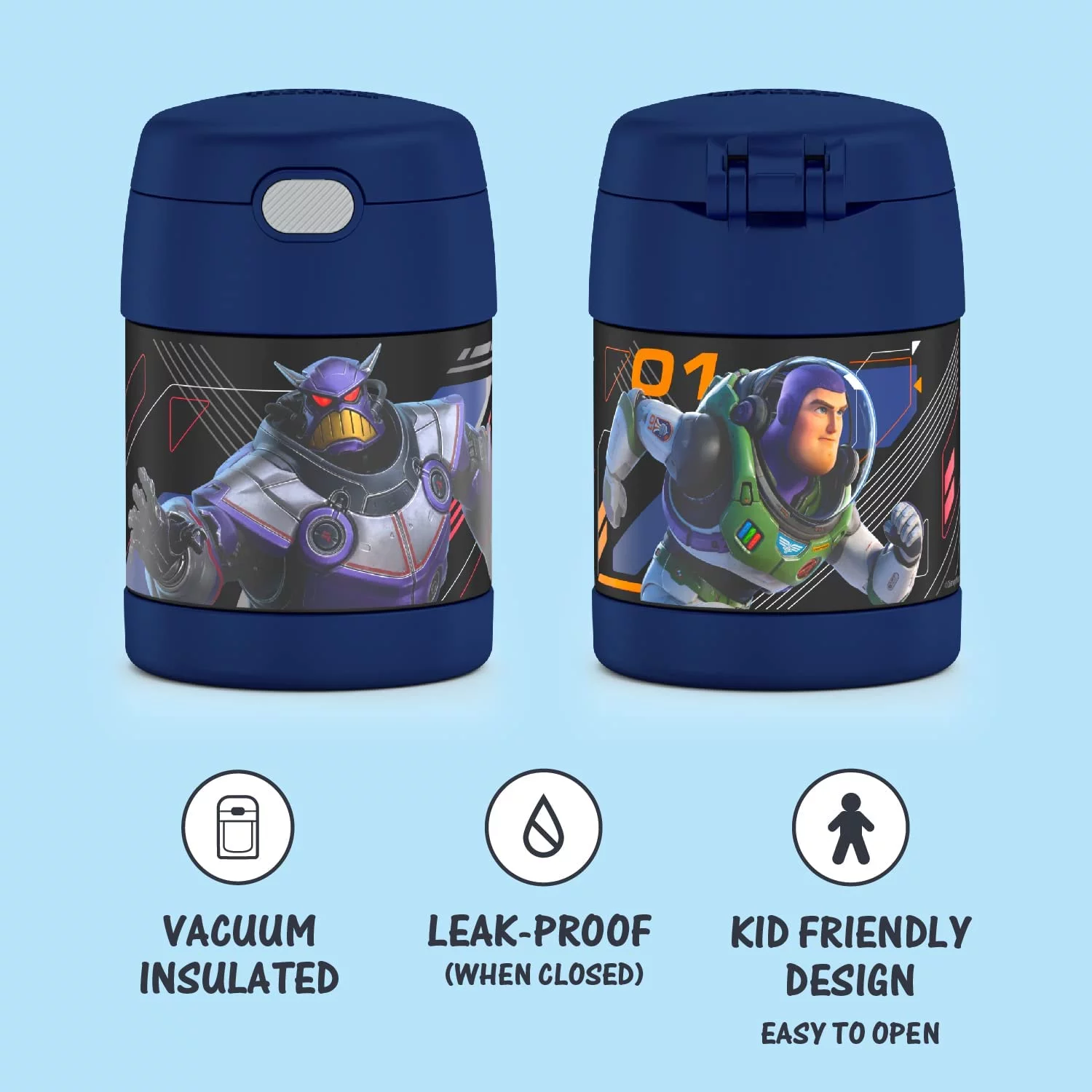 Disney Pixar Lightyear THERMOS FUNTAINER 10 Ounce Stainless Steel Vacuum Insulated Kids Food Jar with Spoon, Lightyear