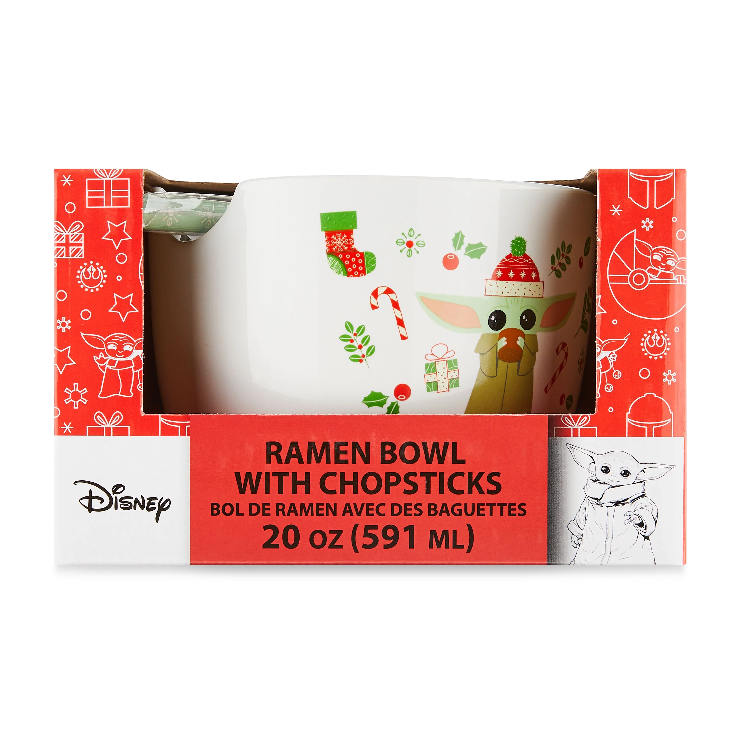 Star Wars The Mandalorian Ceramic Ramen Bowl with Chopsticks, 20 oz