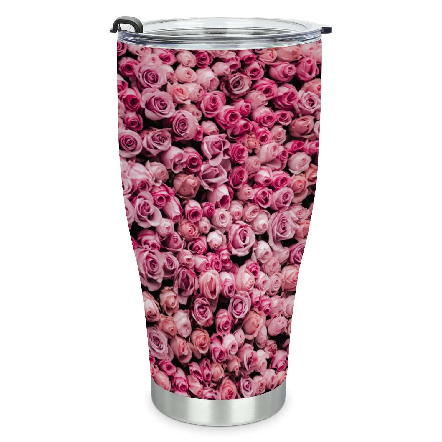 Hidove Stainless Steel Tumbler, Flowers Wall Background with Amazing Roses 30oz Leak Proof & Stainless Steel Bottle for Hot & Cold Drinks - Coffee Travel Mug, Water Metal Canteen, Thermal Cup