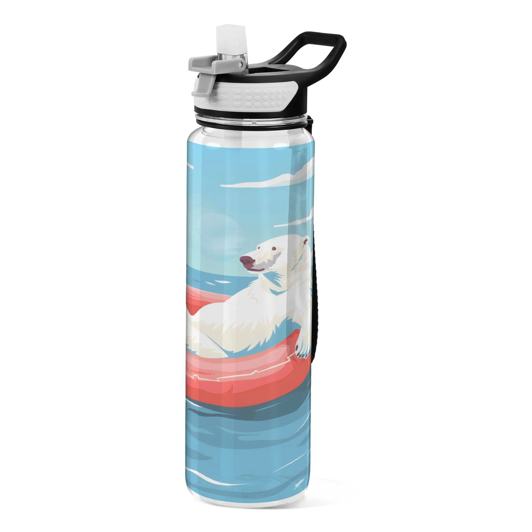 A Polar Bear 32oz Water Bottles with Straw Tritan Leakproof Sports Bottle BPA Free Clear for Fitness Gym Swimming Cycling