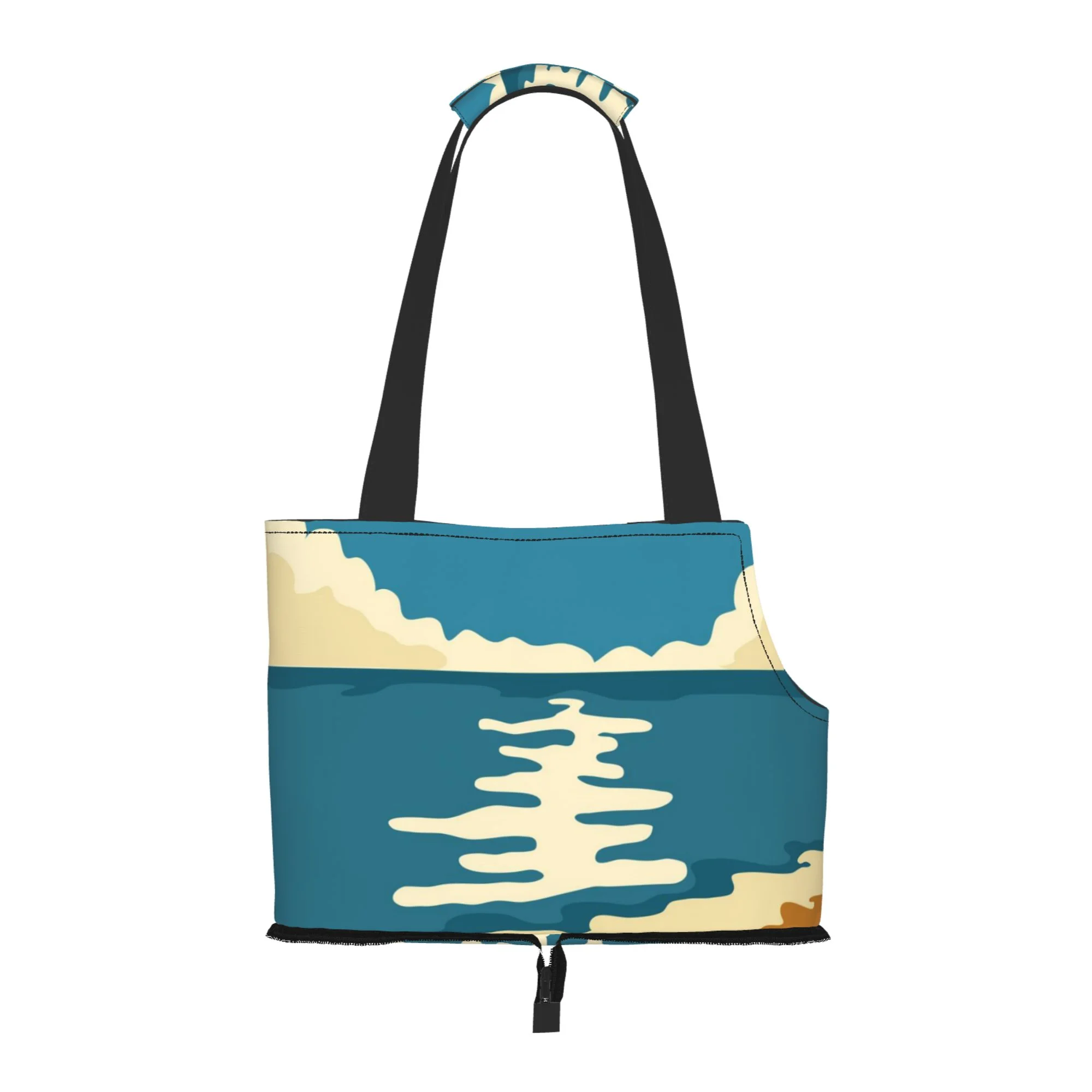 XMXY Dog and Cat Sling Carrier, Collapsible Soft Pouch Retro Poster Night Beach Pet Tote Bag, Small Kitten Puppy Outdoor Travel