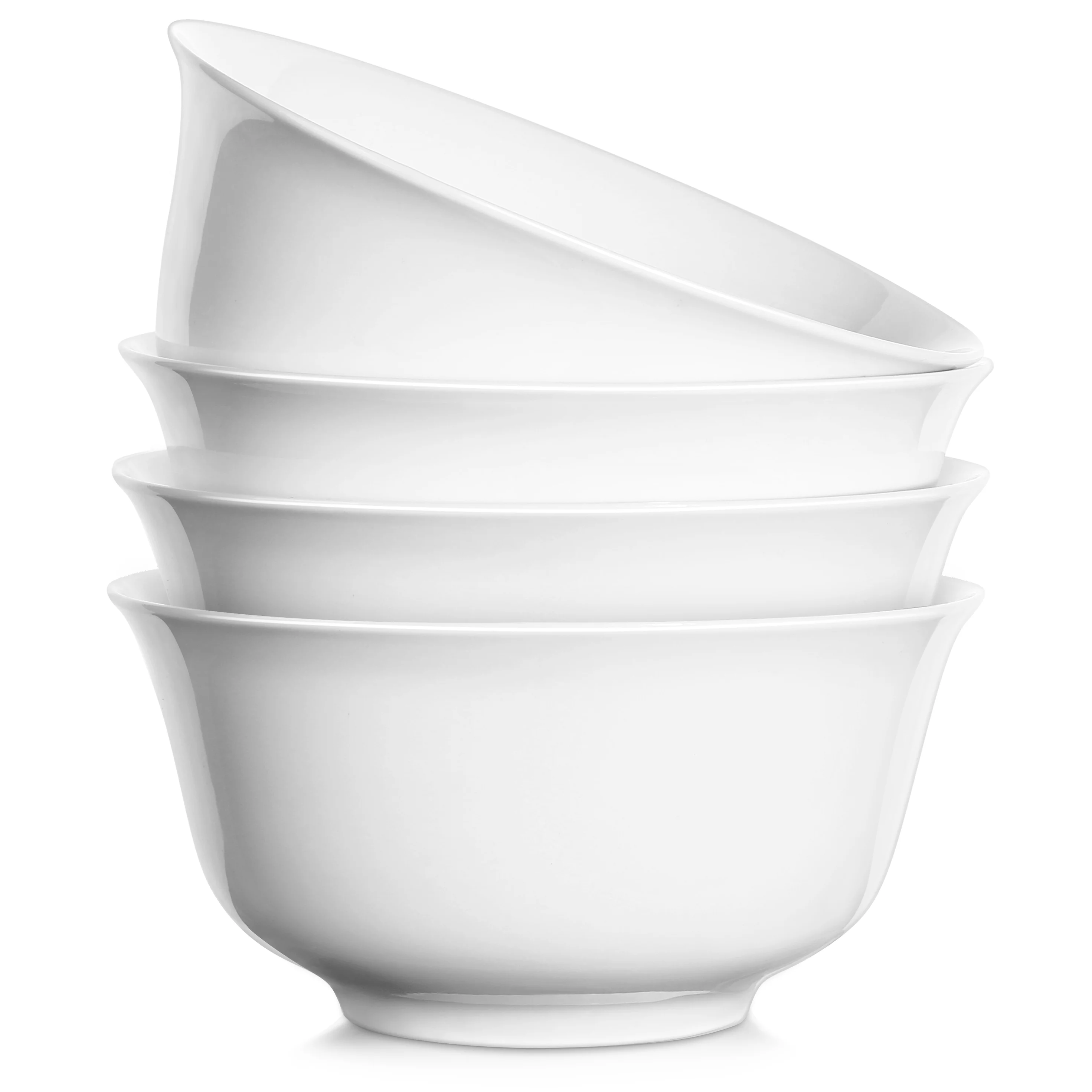 DOWAN Large Soup Bowls Set of 4,36 OZ Serving Bowls for Kitchen,7 INCH White Bowls for Cereal Ramen Stews Salads,Dishwasher Microwave Safe