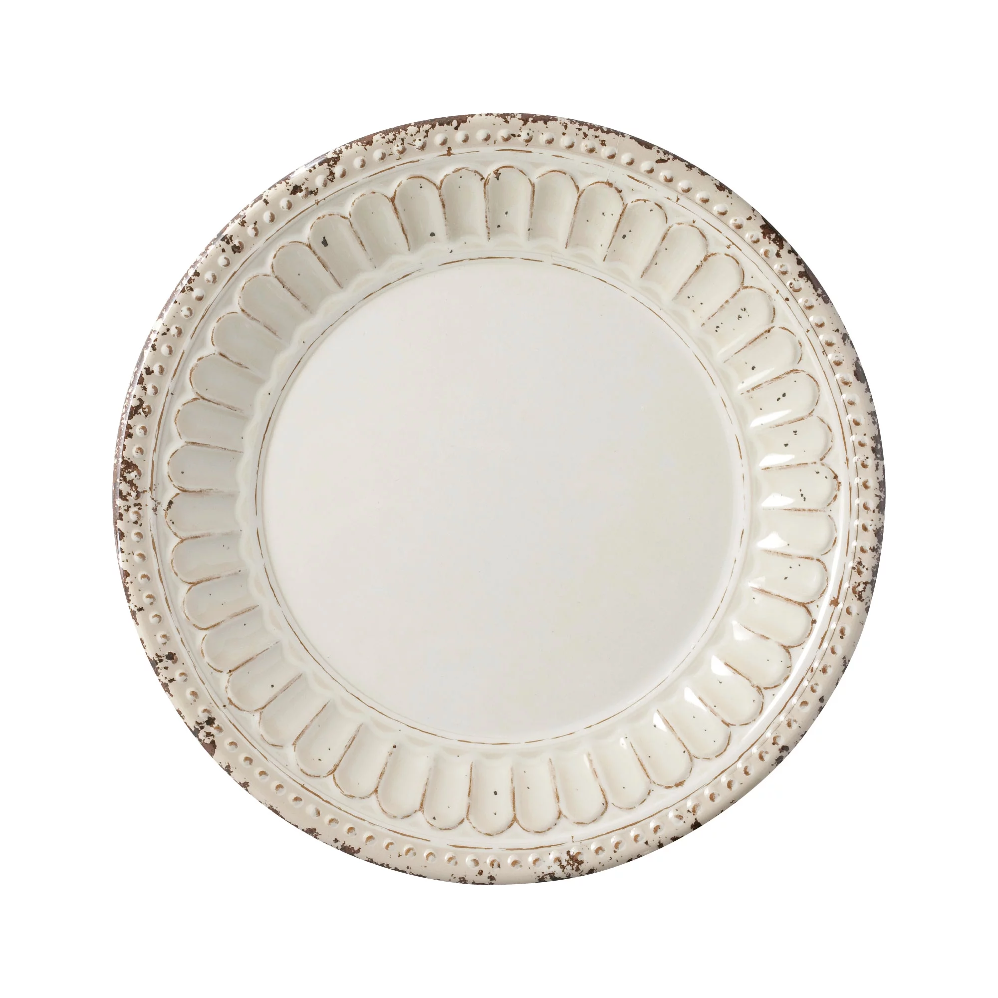 Gourmet Art 16-Piece Beaded Chateau Melamine Dinnerware Set, Sand, Service for 4. Includes Dinner Plates, Salad Plates, Dessert Plates and Bowls.