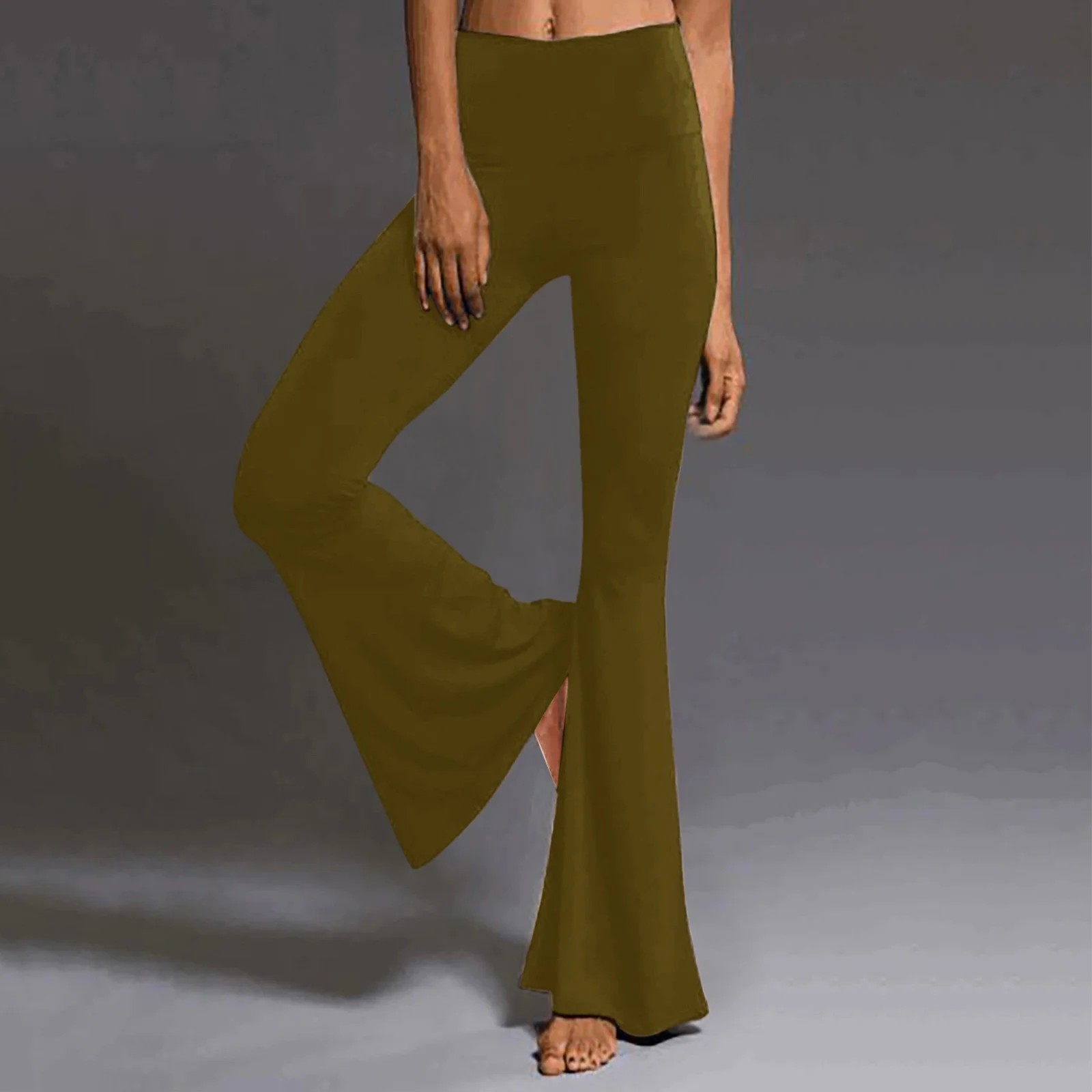 Womens Hiking Cargo Joggers Pants Sweatpant Womens Solid Sport Length Full Casual Pants Flare Leg High Waist Trousers