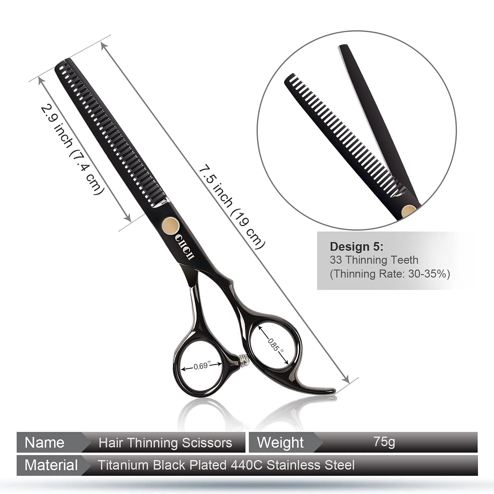 Dog Grooming Scissors Kit, CIICII 7 Inch Professional Pet Grooming Scissors Set (Dog/Cat Hair Thinning Trimming Cutting Shears) with Curved Scissors for DIY Home Salon (Heavy Duty/Safety-9Pcs)