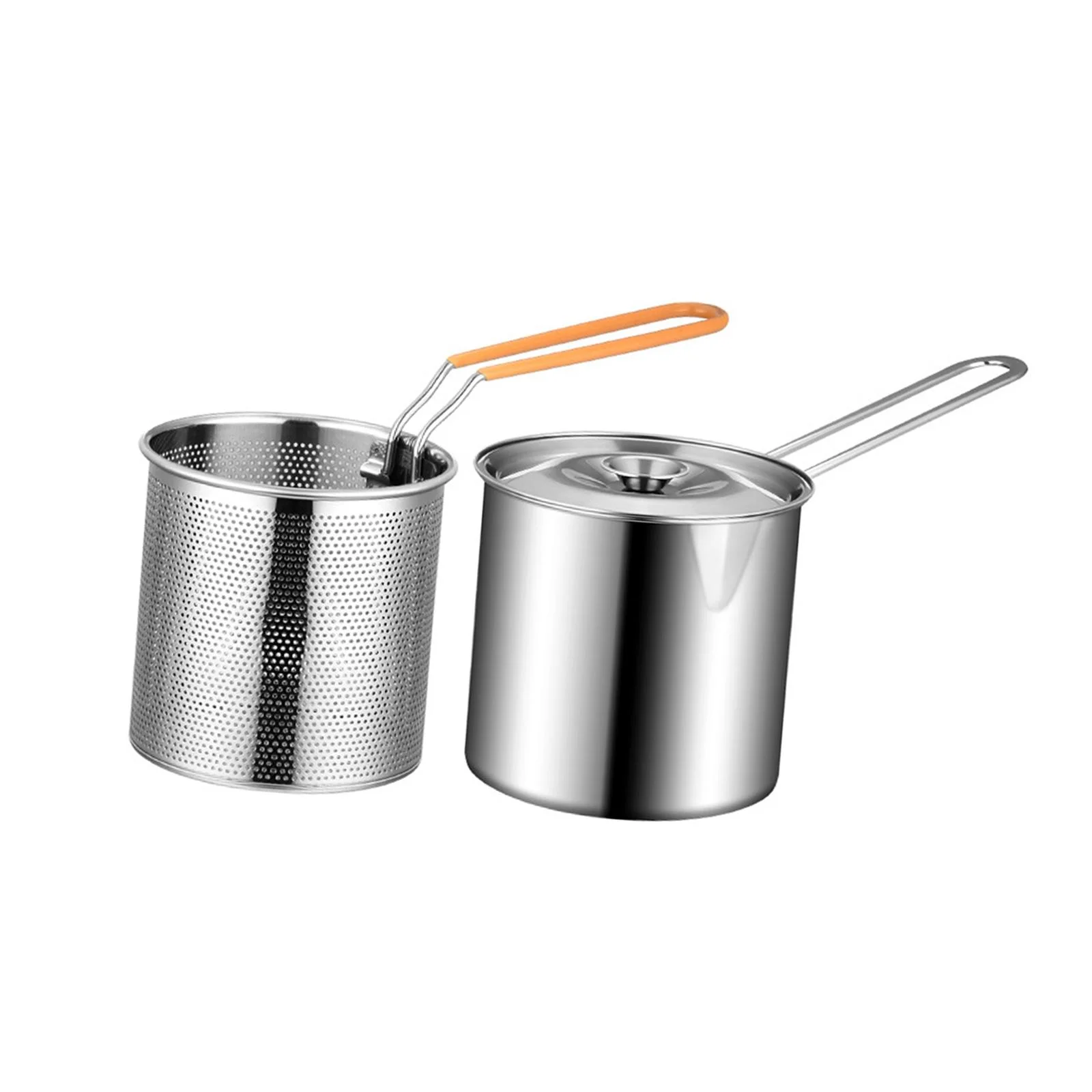 TISHITA Deep Frying Pot Japanese Tempura Fryer Milk Pan Multipurpose Cookware Oil Fryer Cooking Pot Frying Basket for Camping Cooking without pot brush