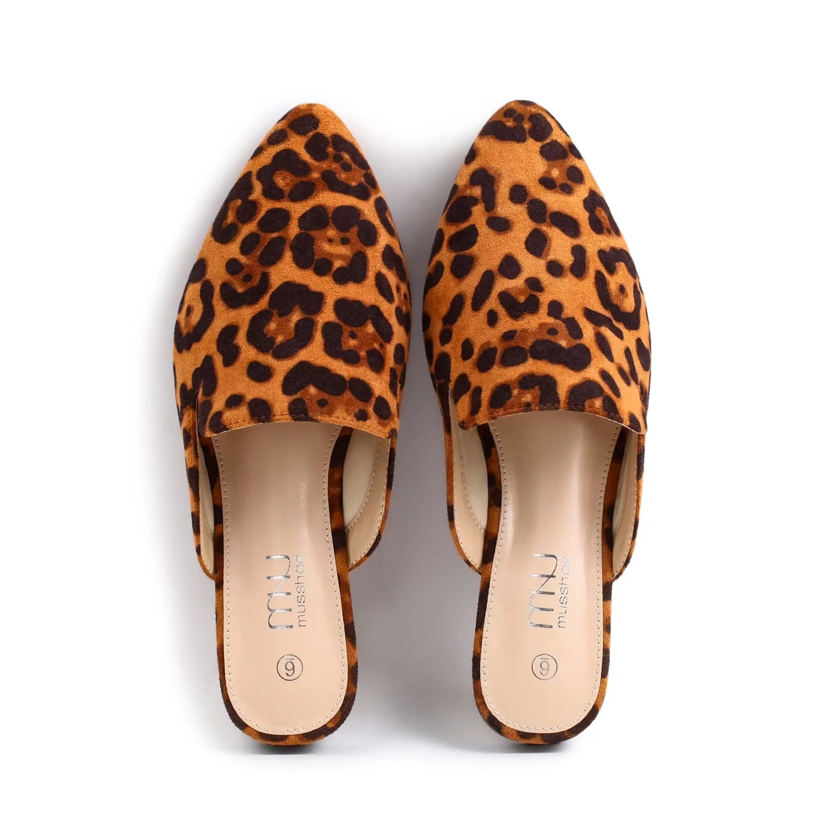 Women Mules Comfortable Slip On Pointed Toe Mules For Women Flats,Leopard 10.5