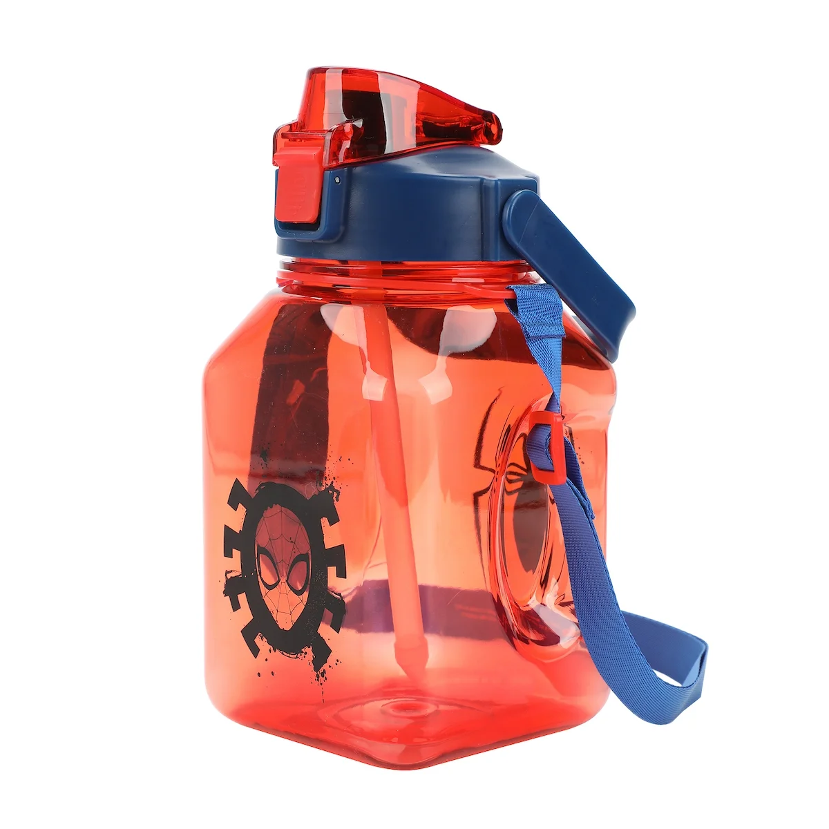 Spider-Man Mask & Logo 50 Oz Red Water Bottle With Carrying Strap