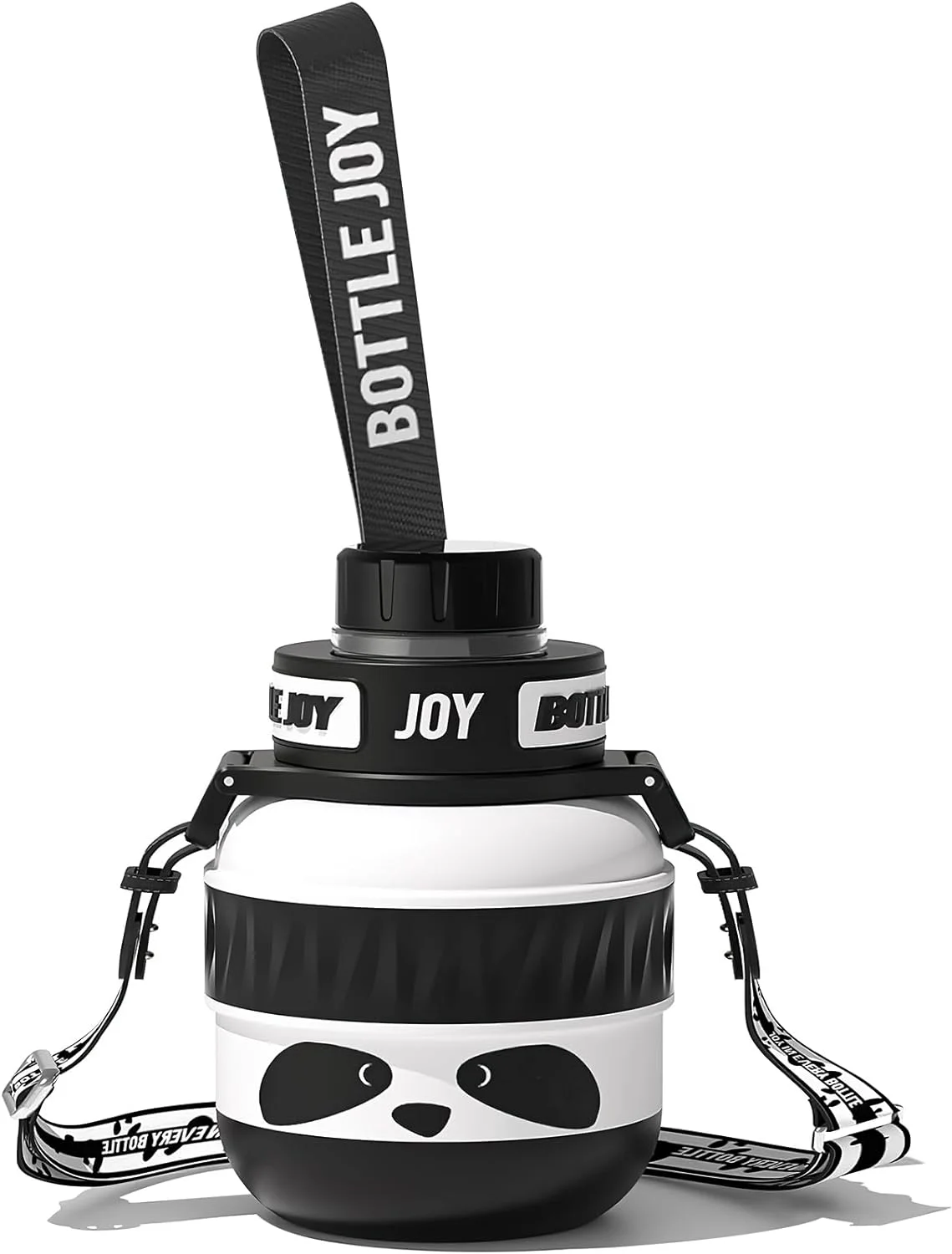 BOTTLE JOY Stainless-Steel Water Bottle: Leakproof Lid, Perfect Sip, Double Insulated, Eco-Friendly, Dishwasher Safe & Stylish Strap, Kids Water Bottle, Gifts for Kids (Panda, 16 oz)