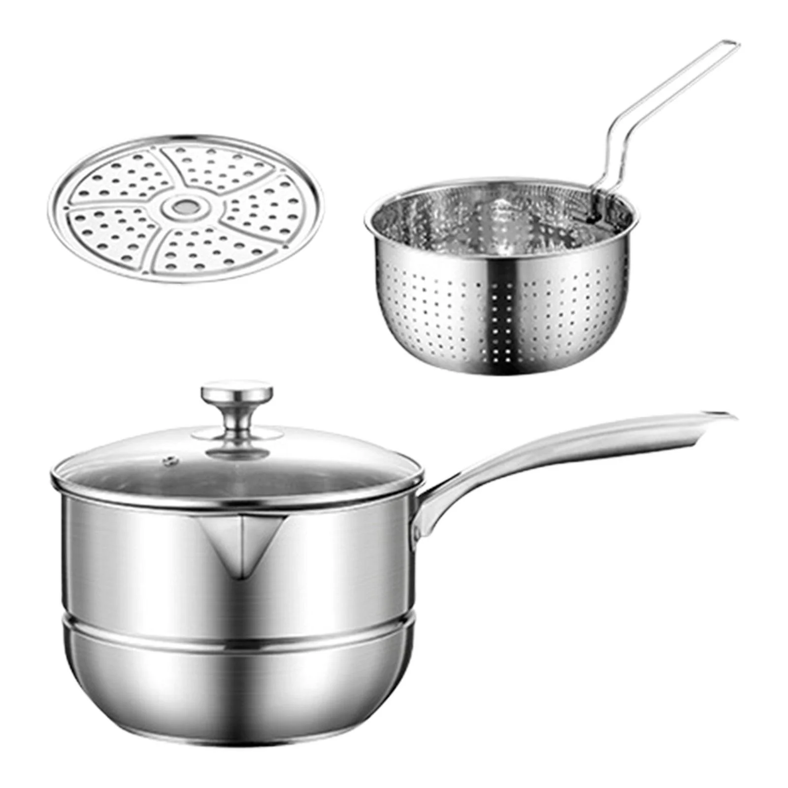 TISHITA Deep Fryer Set Frying Basket Cookware Cooking Boiling Pot Strainer Basket Soup Pot for Camping Restaurant Frying A