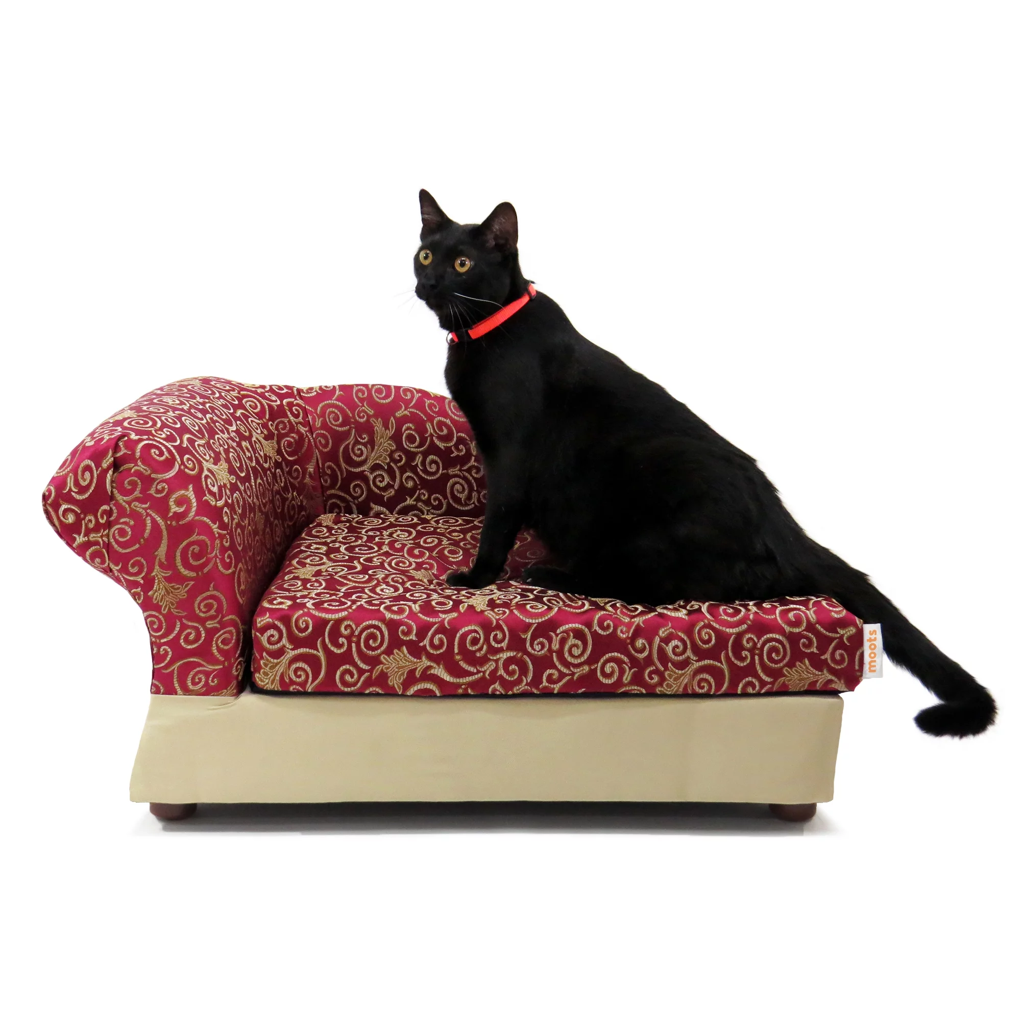 Moots Cleopatra Pet Chaise Lounge Bed Elegant Burgundy Red, Medium