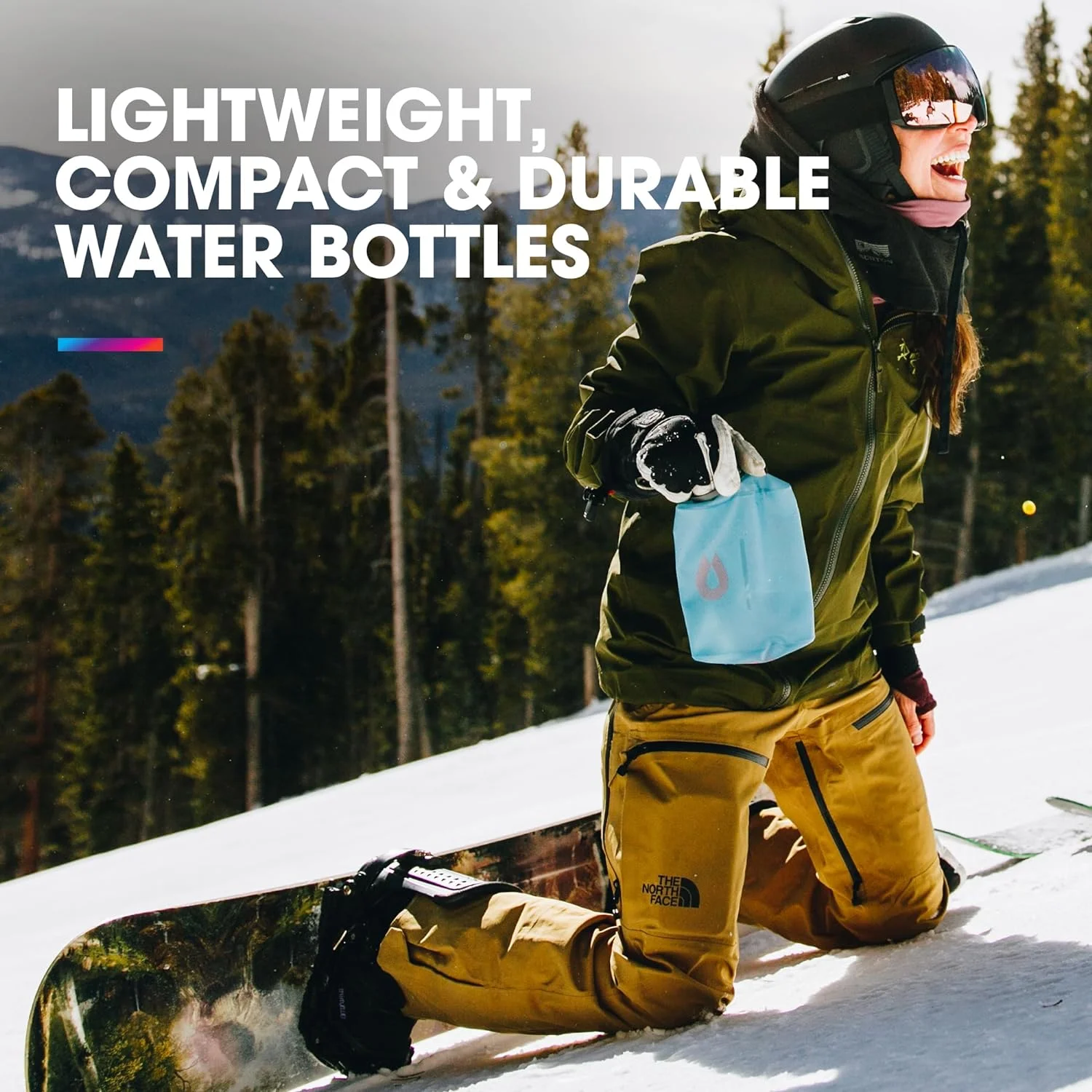 HydraPak Stow Water Bottle, Mammoth Grey, 1L/32oz,