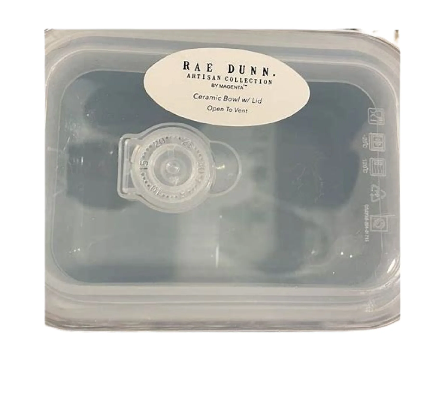 Rae Dunn EASTER TREATS Ceramic Blue Rectangle Bowl with Lid and Vent Black LL Letters Easter Kitchen Leftovers