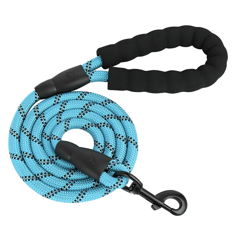 4.9ft Dog Walking Training Leash Reflective Nylon Lead Rope Soft Padded Handle