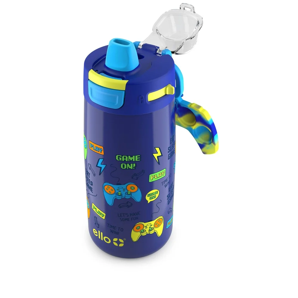 Ello 12oz Stainless Steel Colby Pop! Water Bottle Fidget Accessory Blue