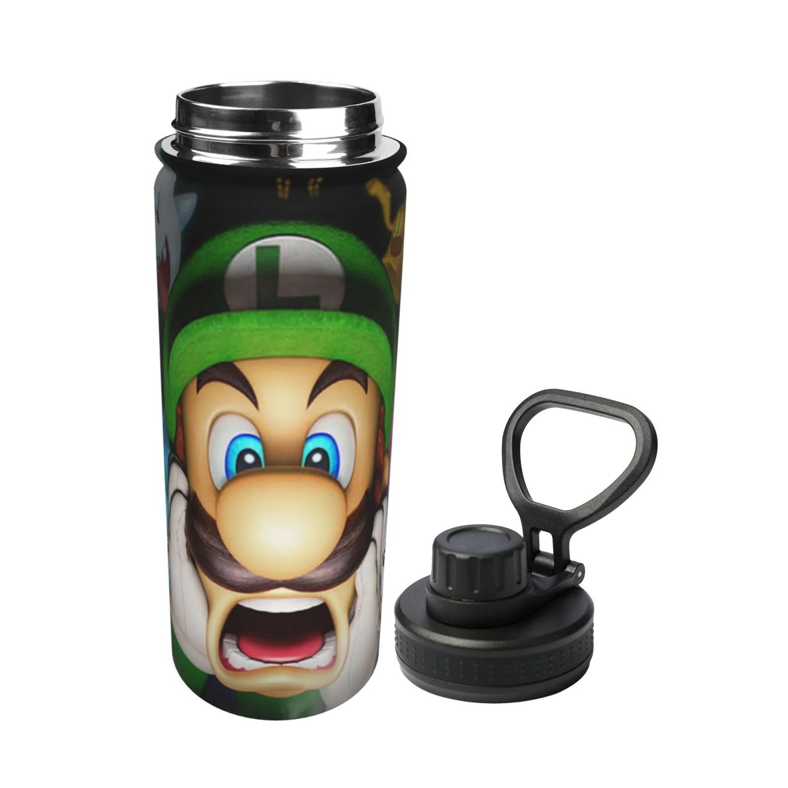 Luigi's Mansion Game Horror Unisex Sports Insulated Water Bottles Kettle Stainless Steel Portable Cup 18OZ For School Travel Gym Running