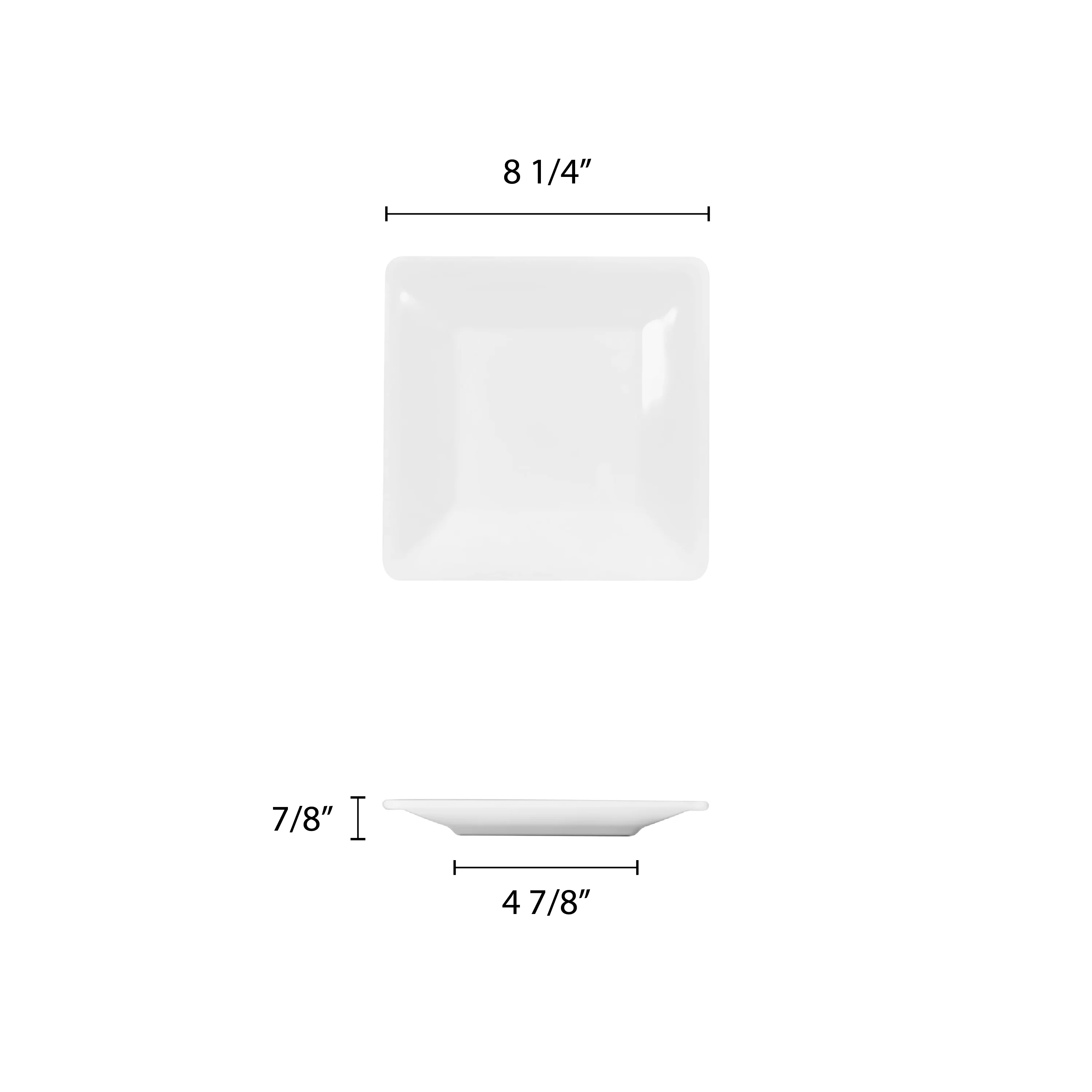 Excellante Passion White Melamine Dinnerware Collection 8.25 X 8.25 Inch Square Plate, 1.75 Inch Deep, Comes in Each