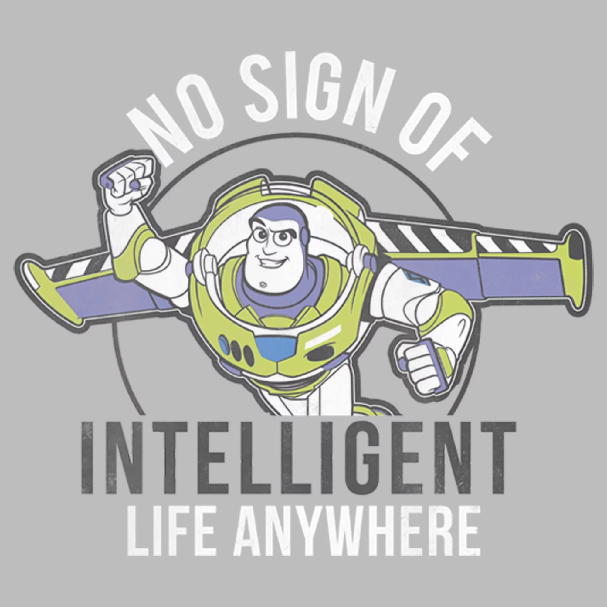 Men's Toy Story Buzz No Sign Of Intelligent Life  Graphic Tee Athletic Heather 2X Large