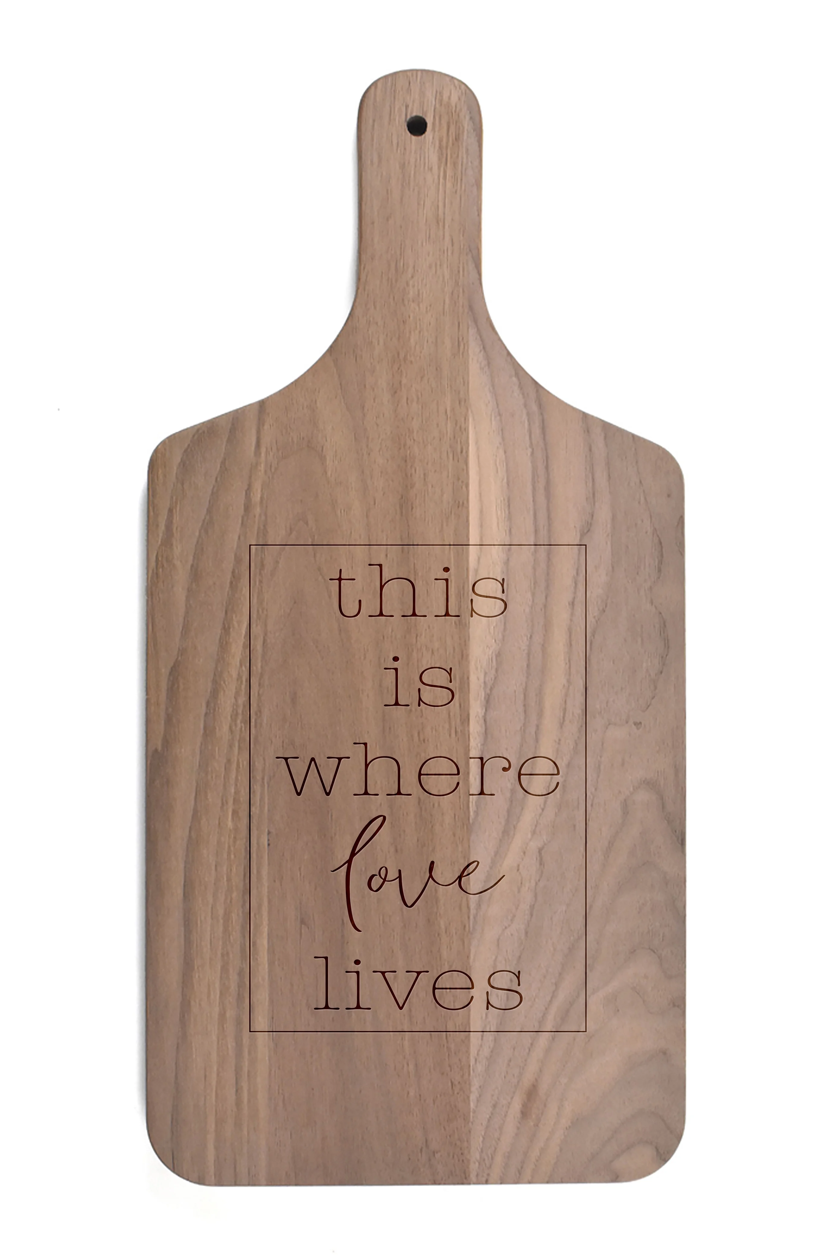 Creative Products This is Where Love Lives 8 x 17 Walnut Paddle Cutting Board