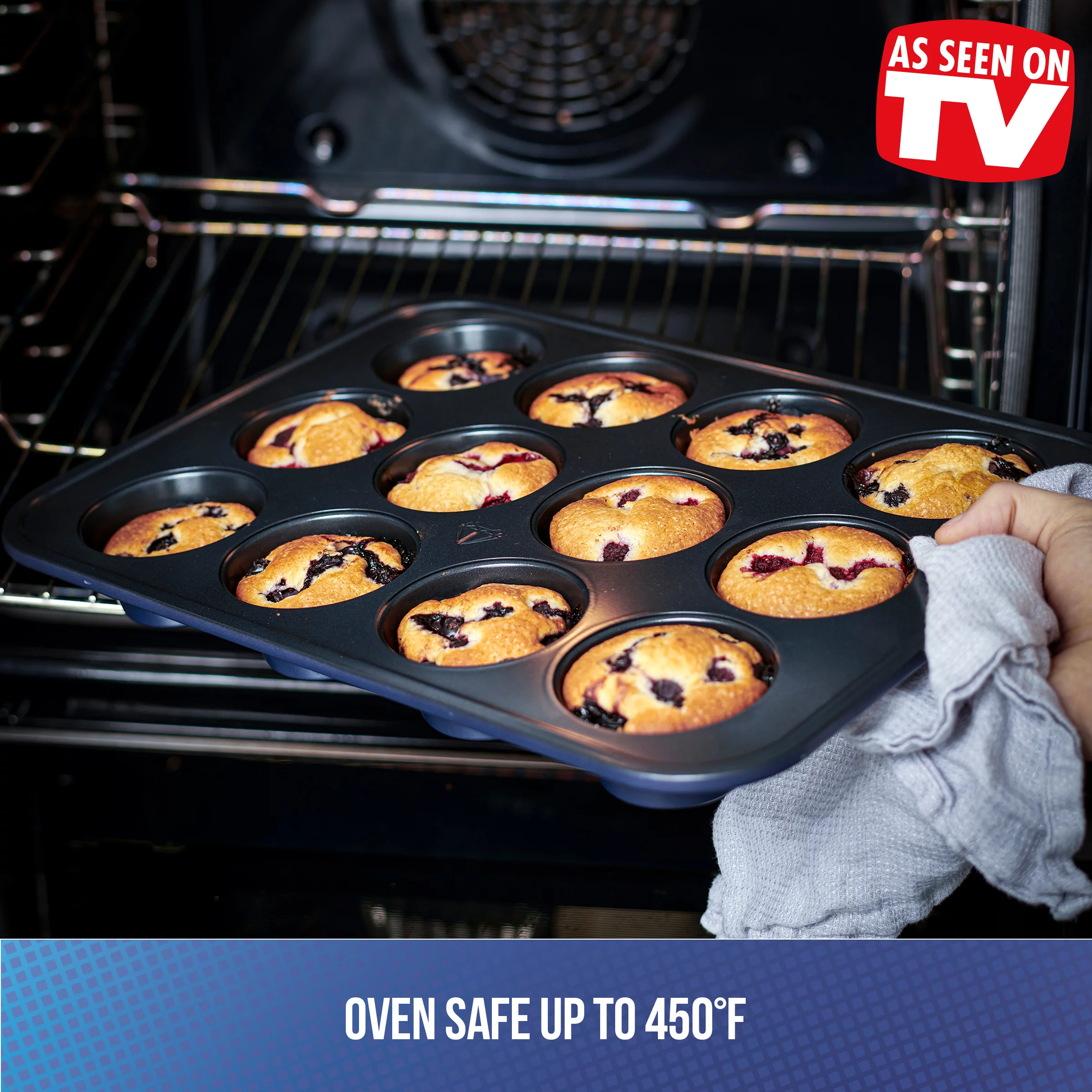 Blue Diamond Bakeware Nonstick 12-Cup Muffin Pan