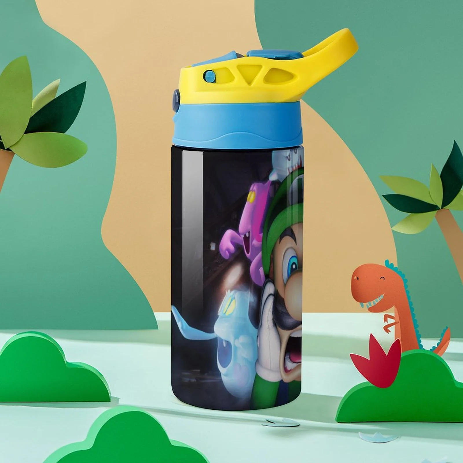 Creepy Luigi's Mansion Kid's Insulated Water Bottle With Straw Vacuum Stainless Steel Cup Leak-Proof Children Toddler Thermoses