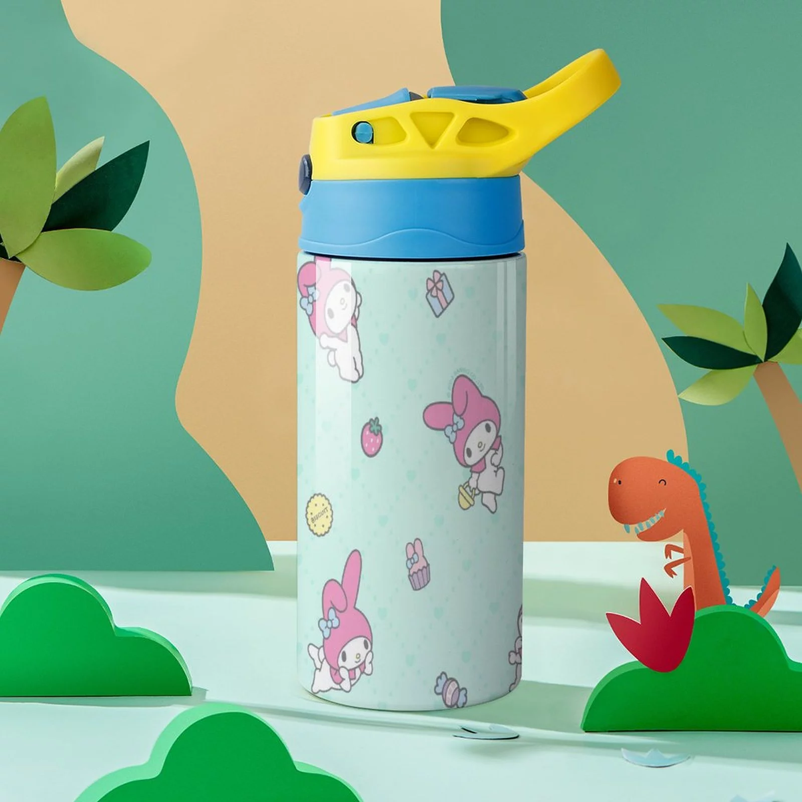 My Melody Rabbits Children's Water Bottle Vacuum Insulated Stainless Steel Cup With Straw Toddler Thermoses
